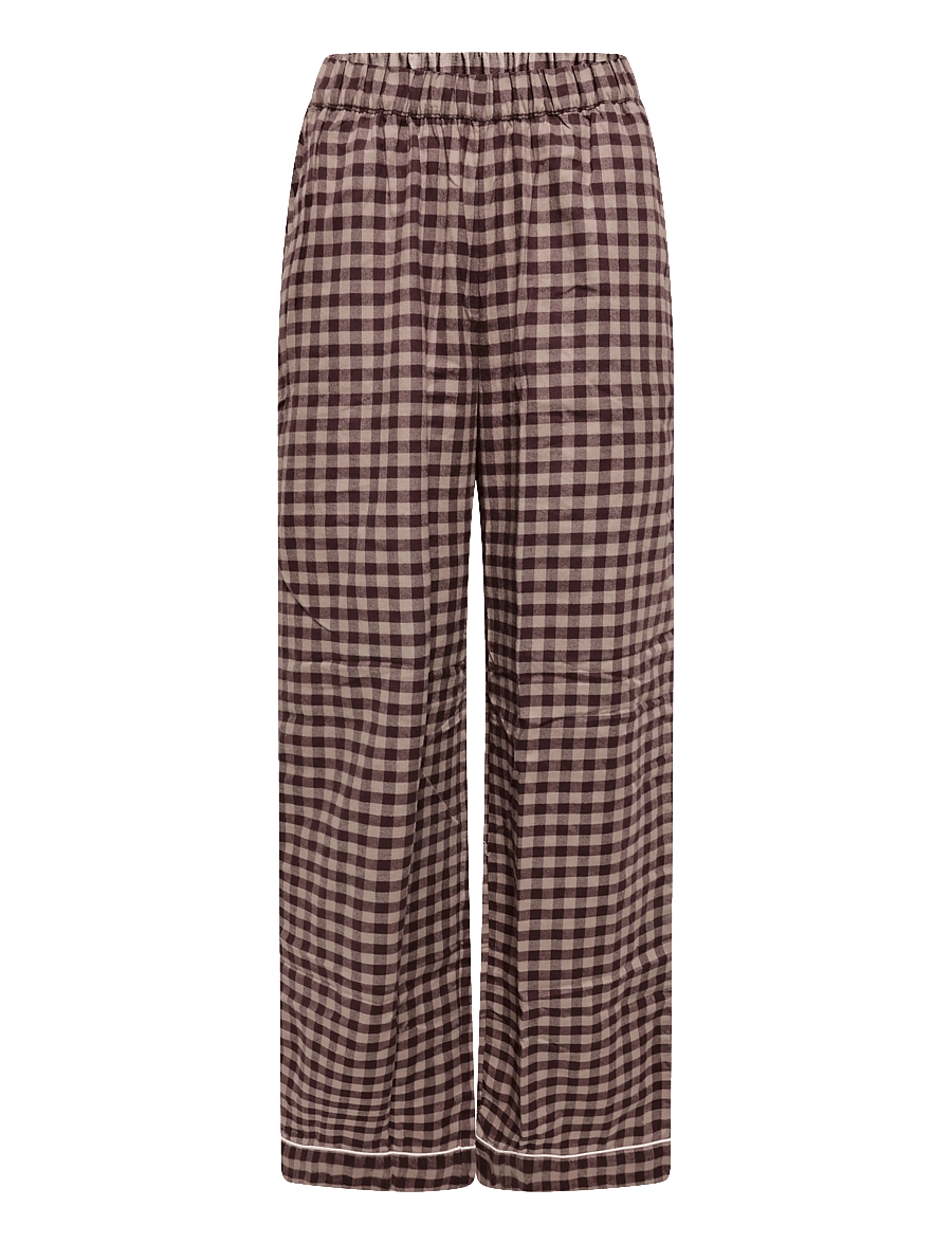 Chelsea Peers - Organic Cotton Embroidered Gingham Enchanted Dreams Long Pyjama Set - pyjamas - brown - 3