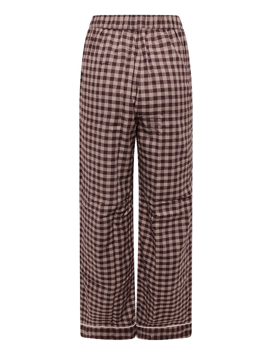 Chelsea Peers - Organic Cotton Embroidered Gingham Enchanted Dreams Long Pyjama Set - pyjamas - brown - 4