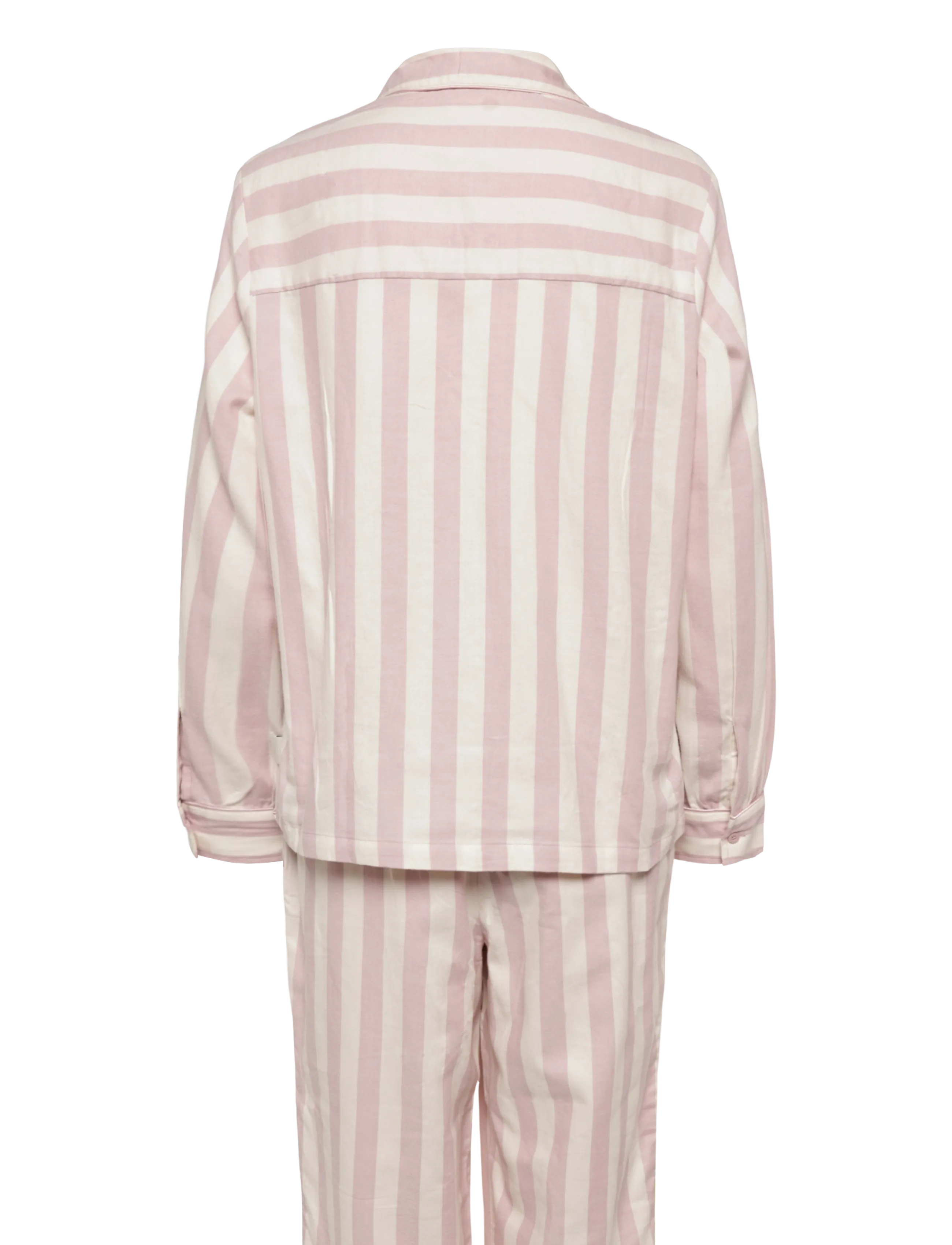 Chelsea Peers - Organic Cotton Ruffle Heart Stripe Long Pyjama Set - pyjamas - pink - 2