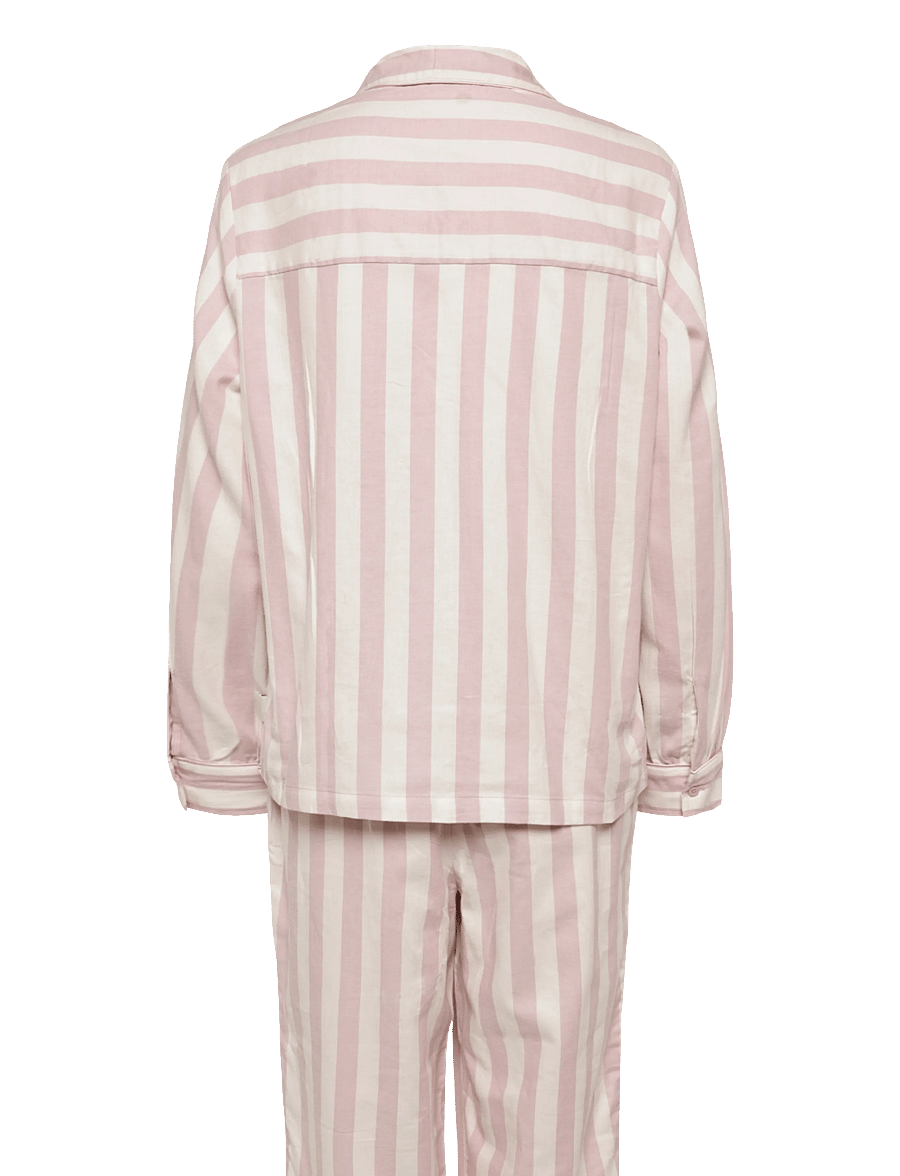 Chelsea Peers - Organic Cotton Ruffle Heart Stripe Long Pyjama Set - pyjamas - pink - 2