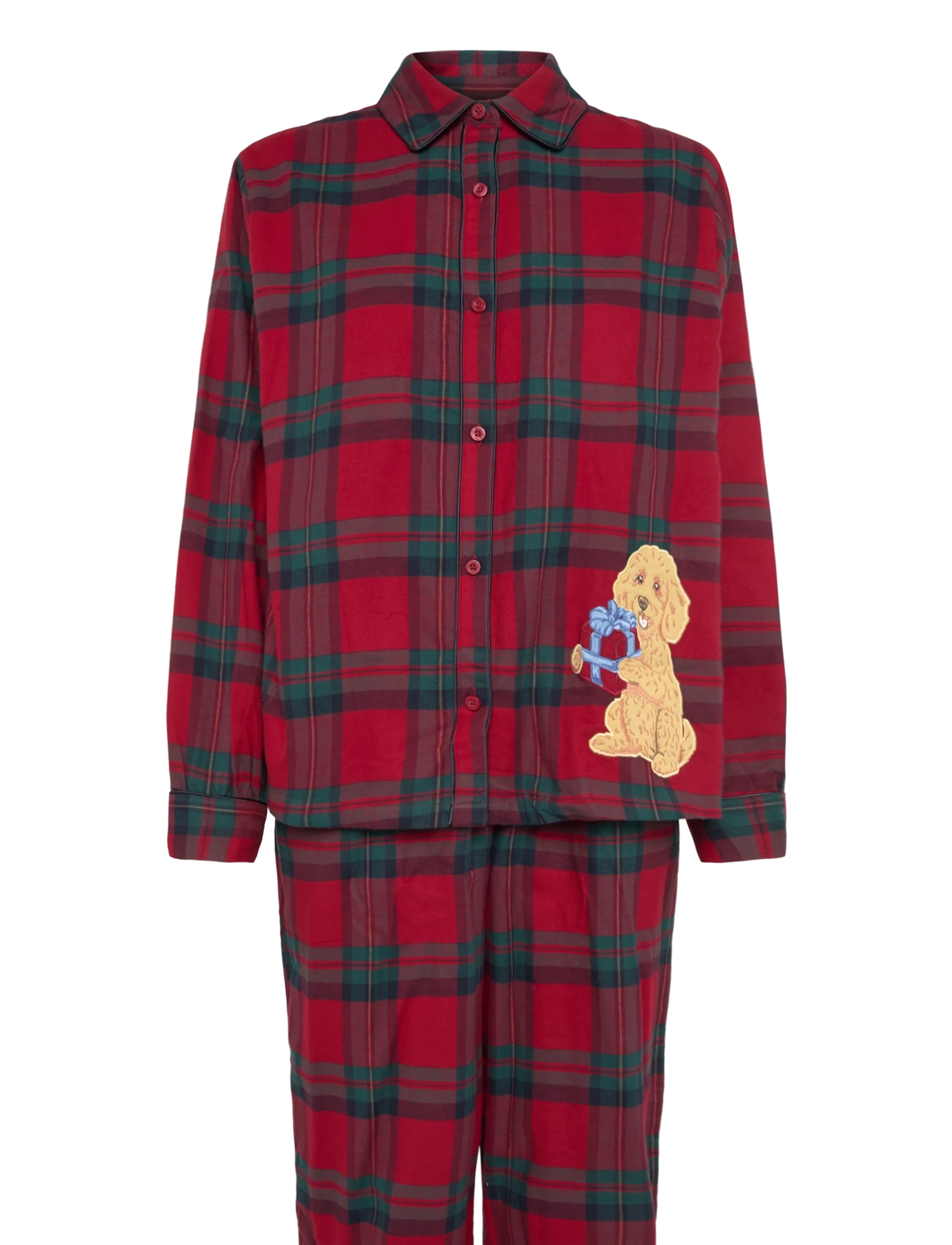 Chelsea Peers Organic Cotton Flannel Chip Check Long Pyjama Set - Bukser - RED / red