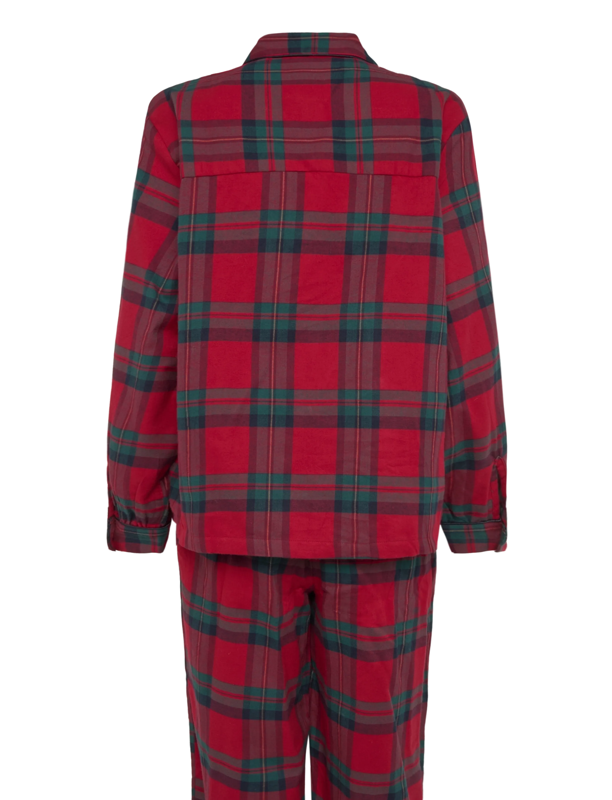 Chelsea Peers - Organic Cotton Flannel Chip Check Long Pyjama Set - langærmede skjorter - red - 1