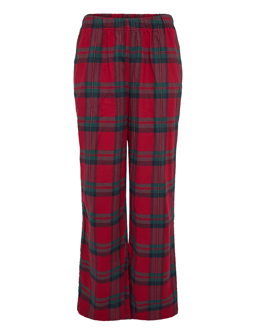 Chelsea Peers - Organic Cotton Flannel Chip Check Long Pyjama Set - langærmede skjorter - red - 2