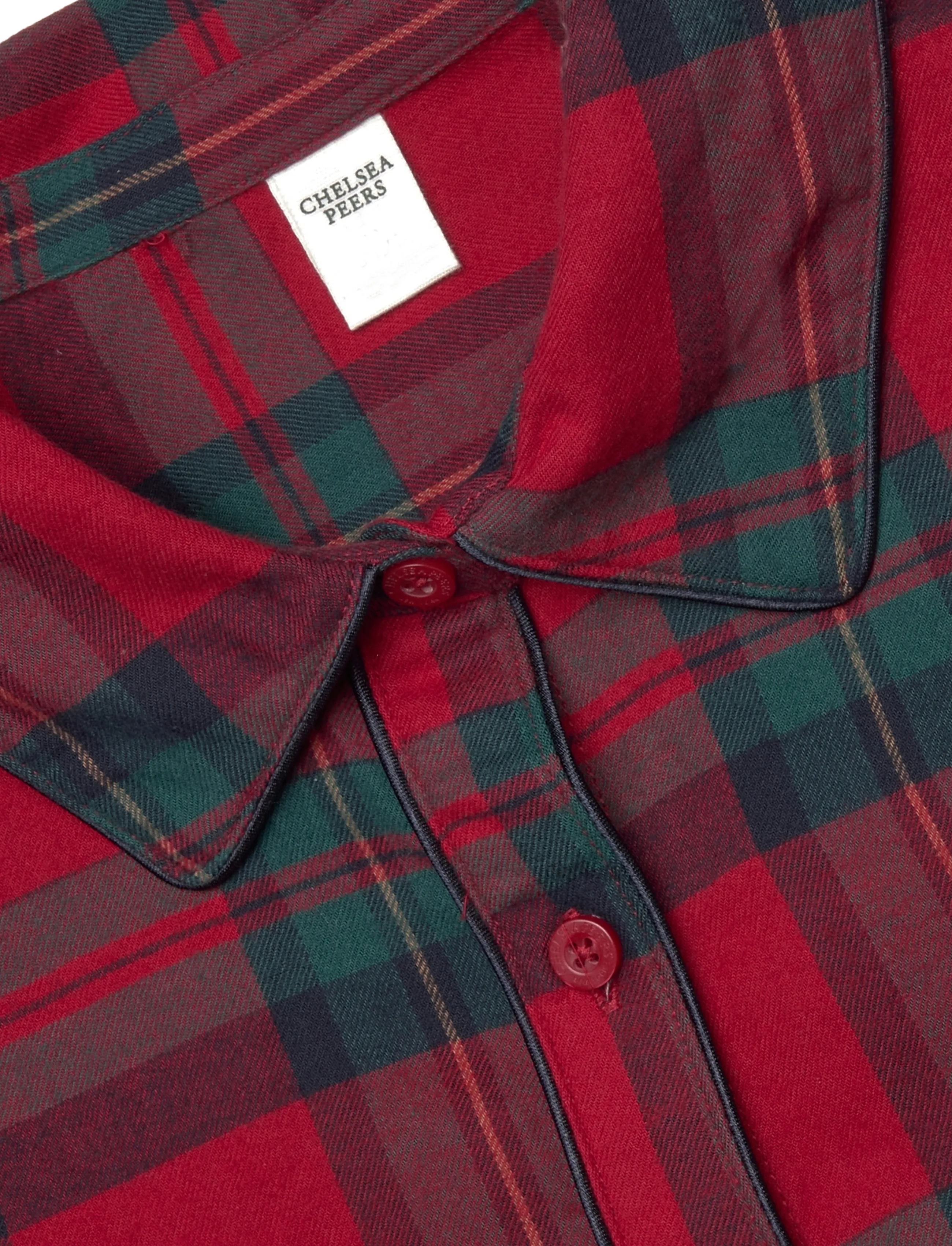Chelsea Peers - Organic Cotton Flannel Chip Check Long Pyjama Set - langærmede skjorter - red - 4