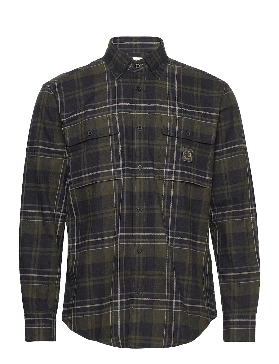 Chevalier - Heron Flannel Shirt Men - toppe & t-shirts - green checked - 0