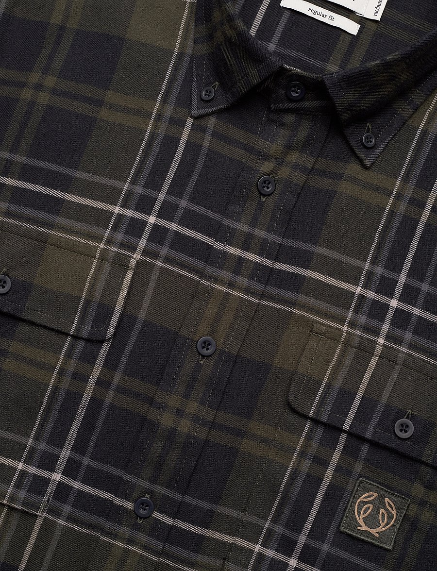 Chevalier - Heron Flannel Shirt Men - toppe & t-shirts - green checked - 2
