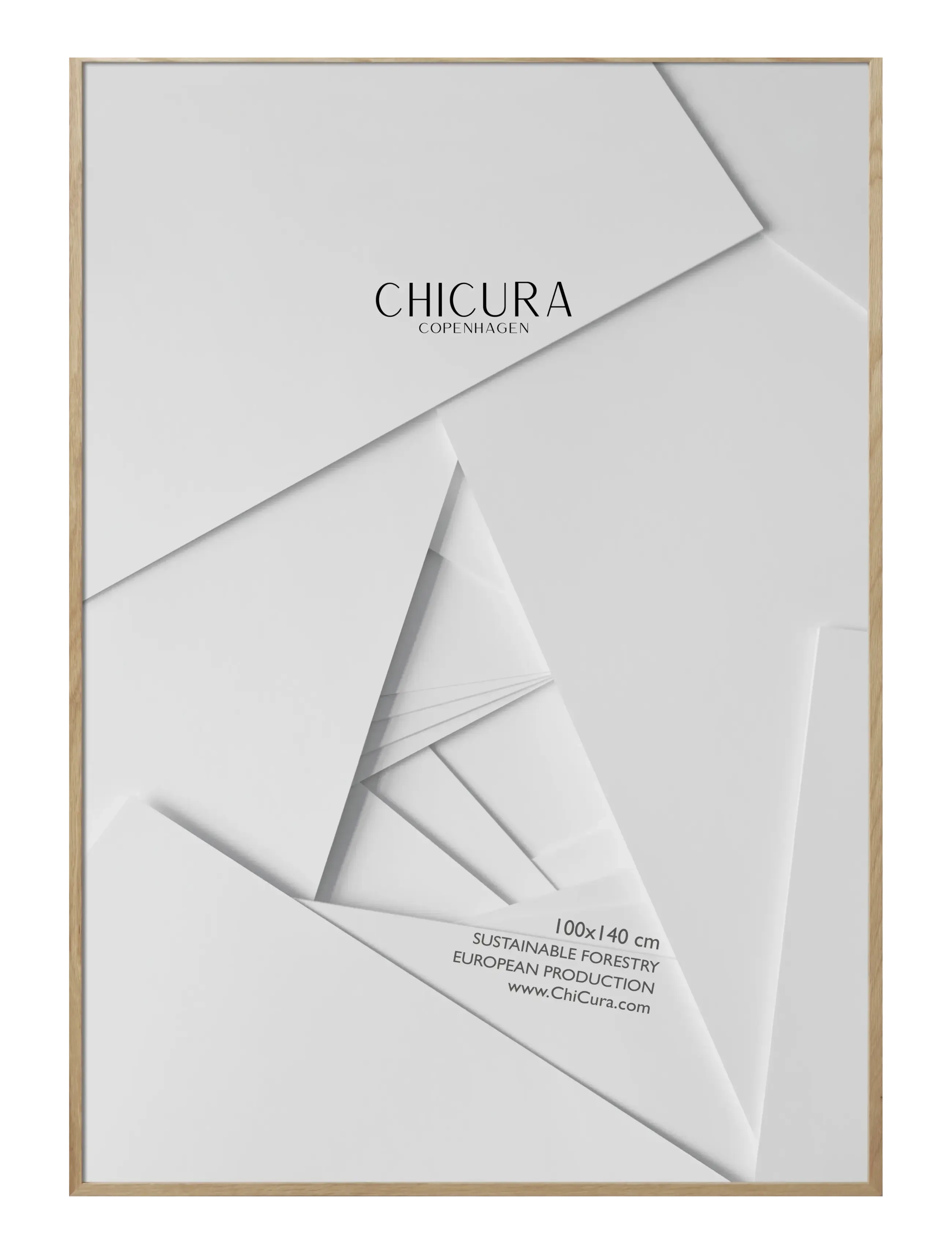 ChiCura Wooden Frame Oak Acrylic, Ramme, Beige, Str: 100X 140CM