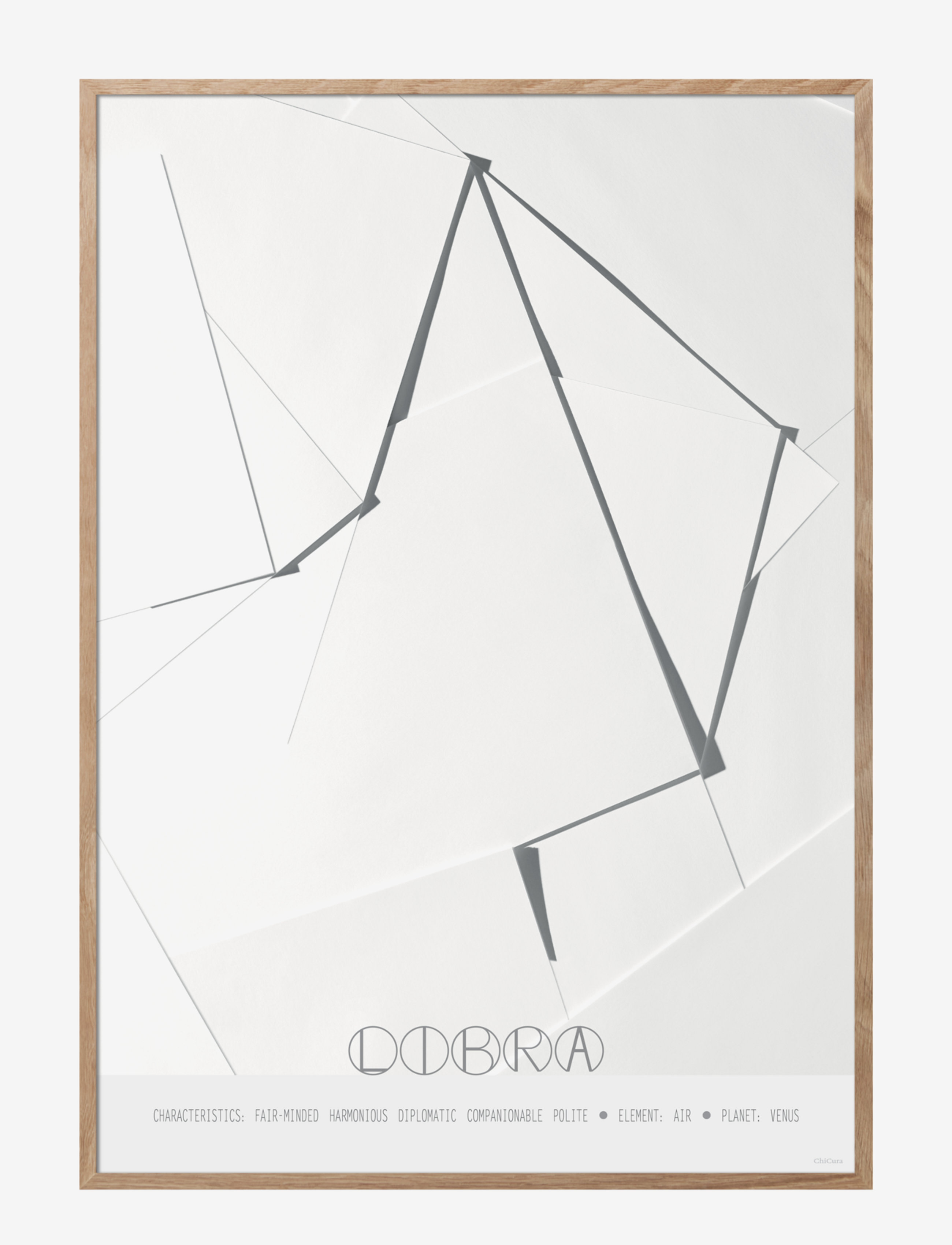 ChiCura Libra The Scales, Sort & Hvid, Multi/mønstret, Str: 29.7X42CM