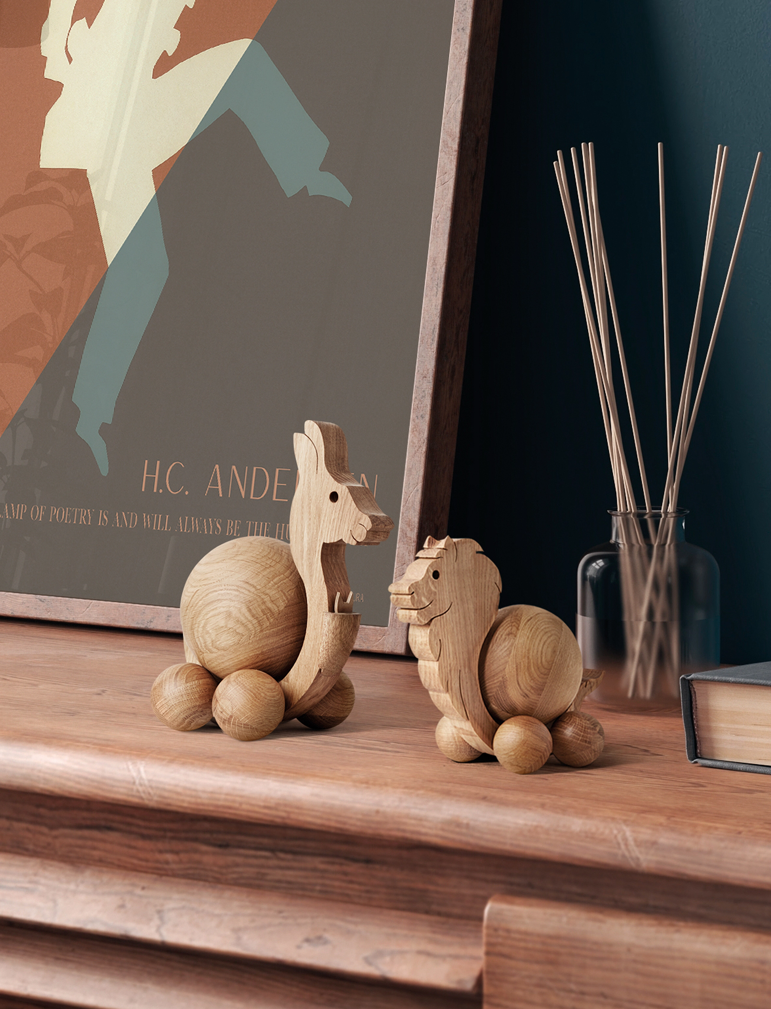 ChiCura Spinning Kangaroo Medium, 9.5X 13 cm, Decorative Accessories-details, Braun - Wooden Figures, Kinder