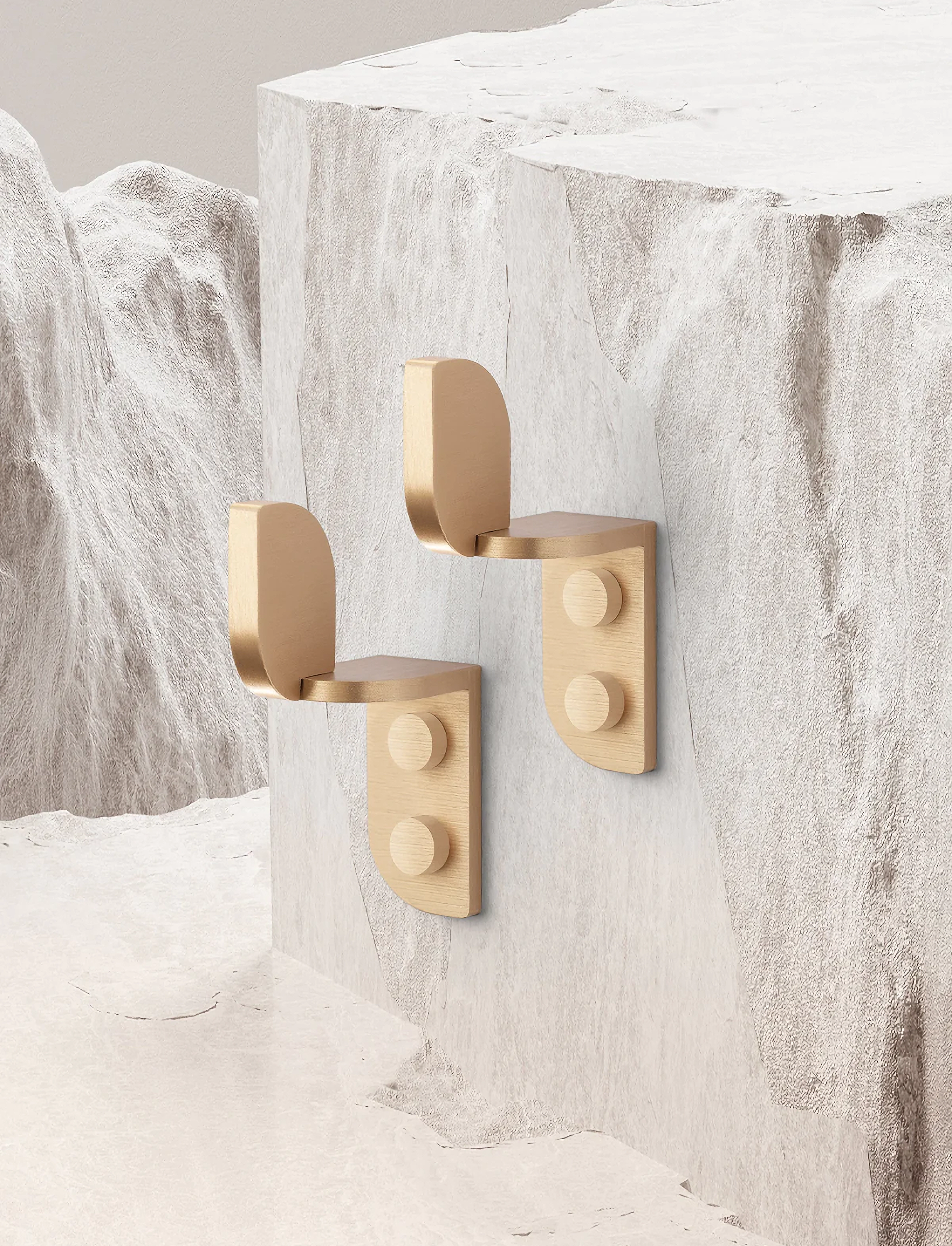 ChiCura Tabula Wall Hooks Brass (2 Pcs.), One Size, & Knobs, Gold - Hooks, Homeware