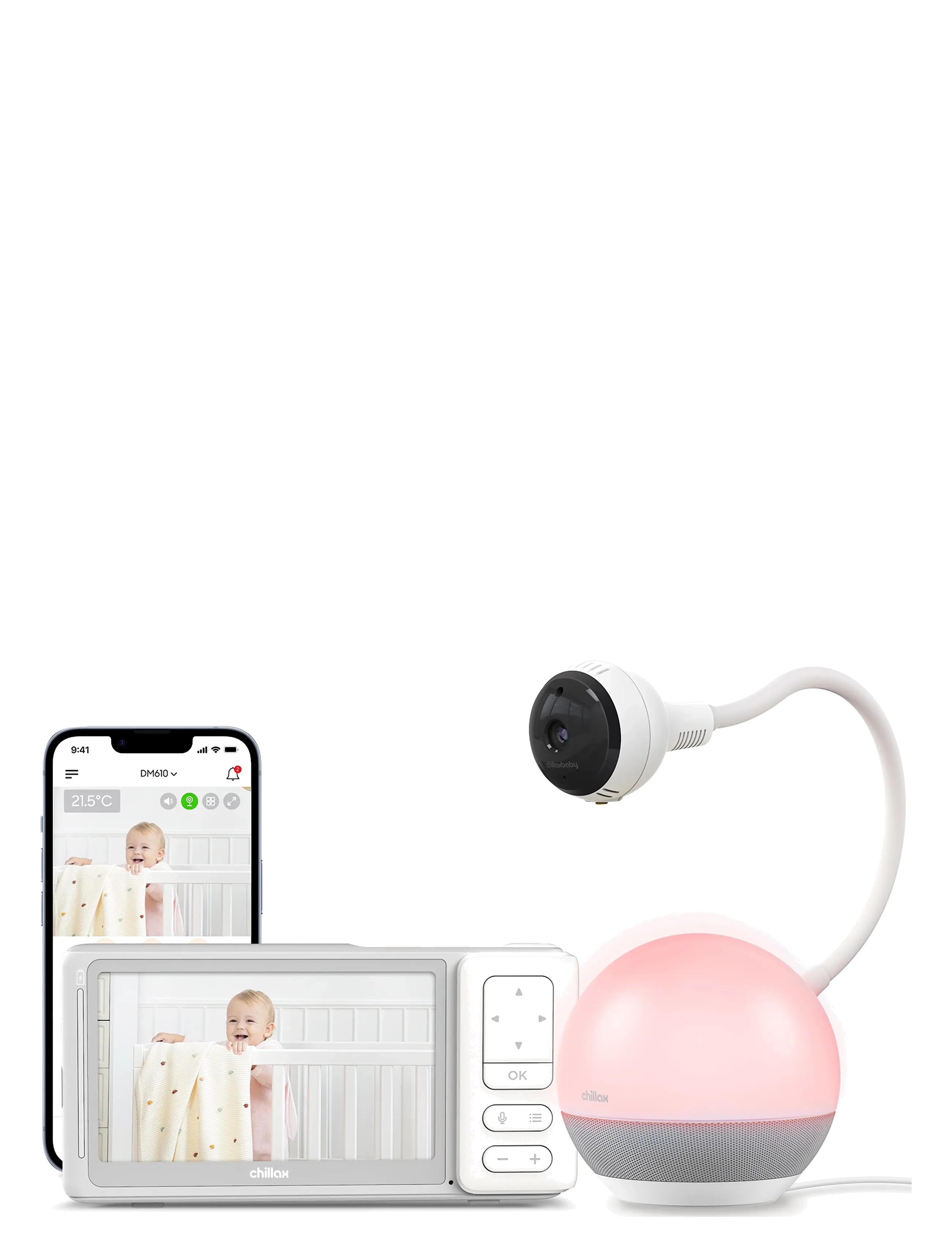 Chillax Giraffe 360 Mood Sleep Trainer 5" Connected Video Baby Monitor, One Size, Safety, Weiß - Monitors, Kinder