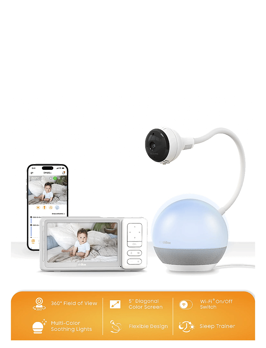 Chillax - Giraffe 360 Mood Sleep Trainer 5" Connected Video Baby Monitor - babyalarmer - white - 3