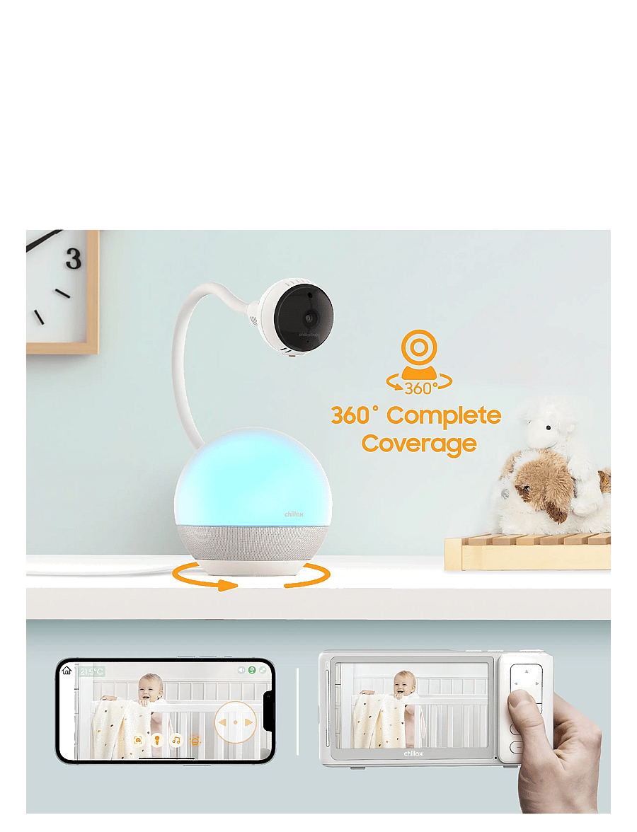 Chillax - Giraffe 360 Mood Sleep Trainer 5" Connected Video Baby Monitor - babyalarmer - white - 4