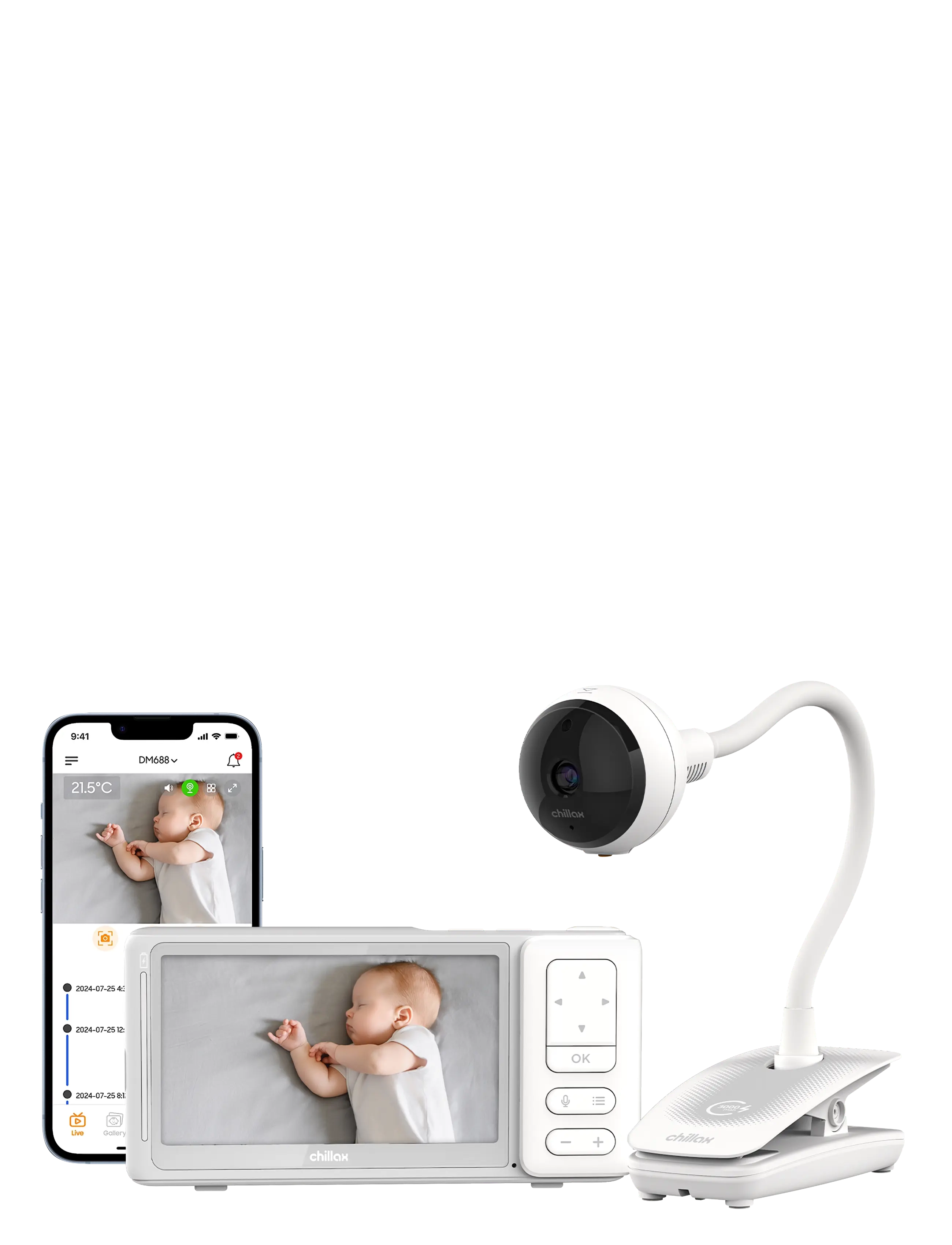 Chillax Giraffe Portable Clip 5" Connected Video Baby Monitor, One Size, Safety, Weiß - Monitors, Kinder