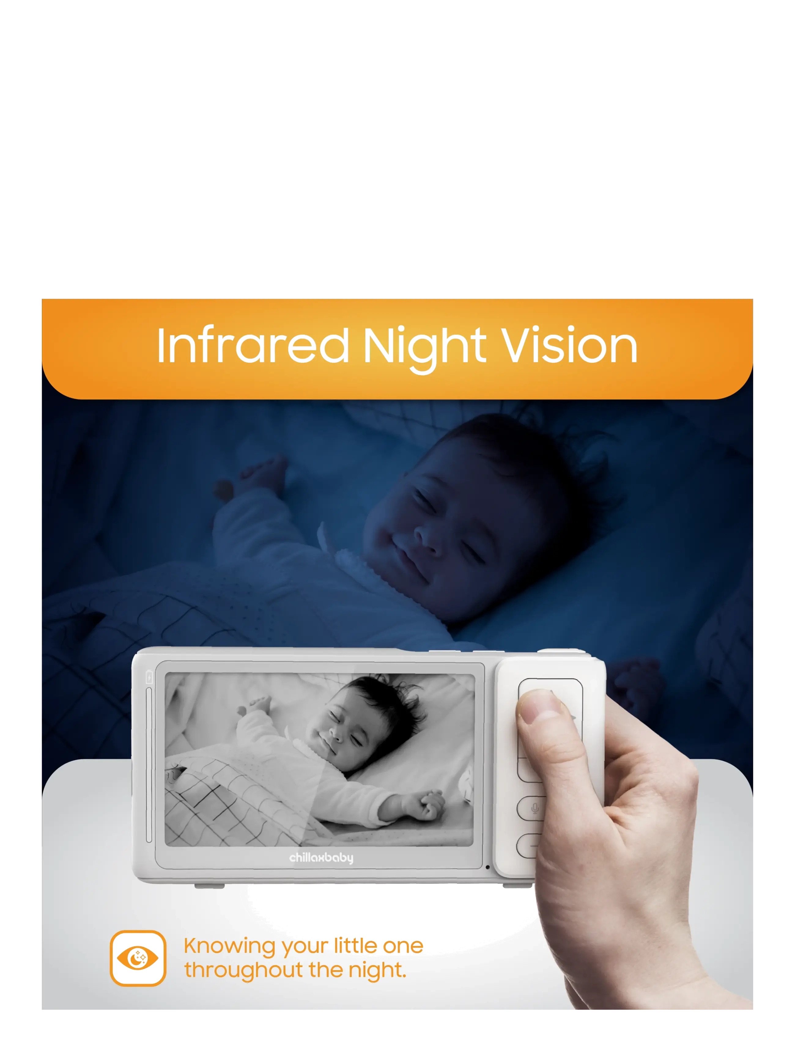 Chillax - Giraffe Portable Clip 5" Connected Video Baby Monitor - babyalarmer - white - 3