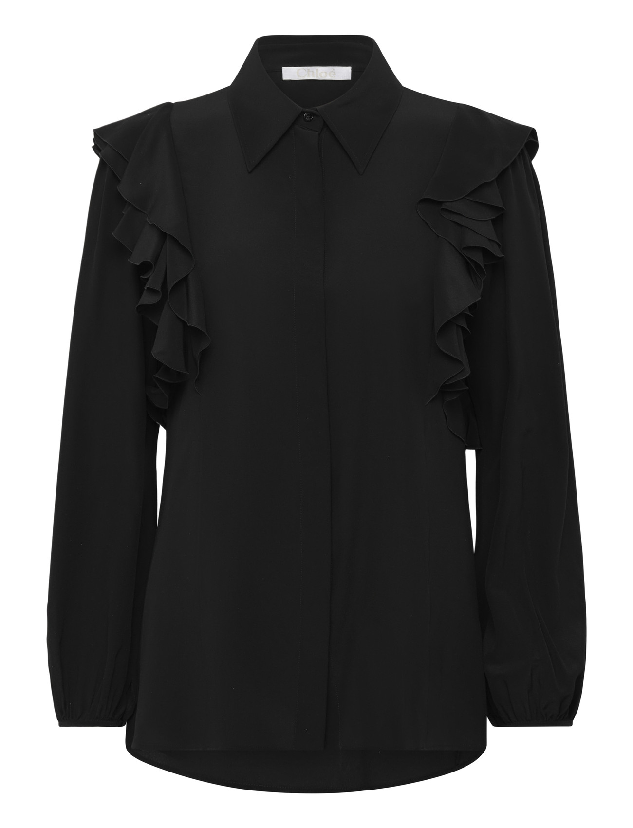 Chloé Silk Shirt With Lace Details - Black - 36