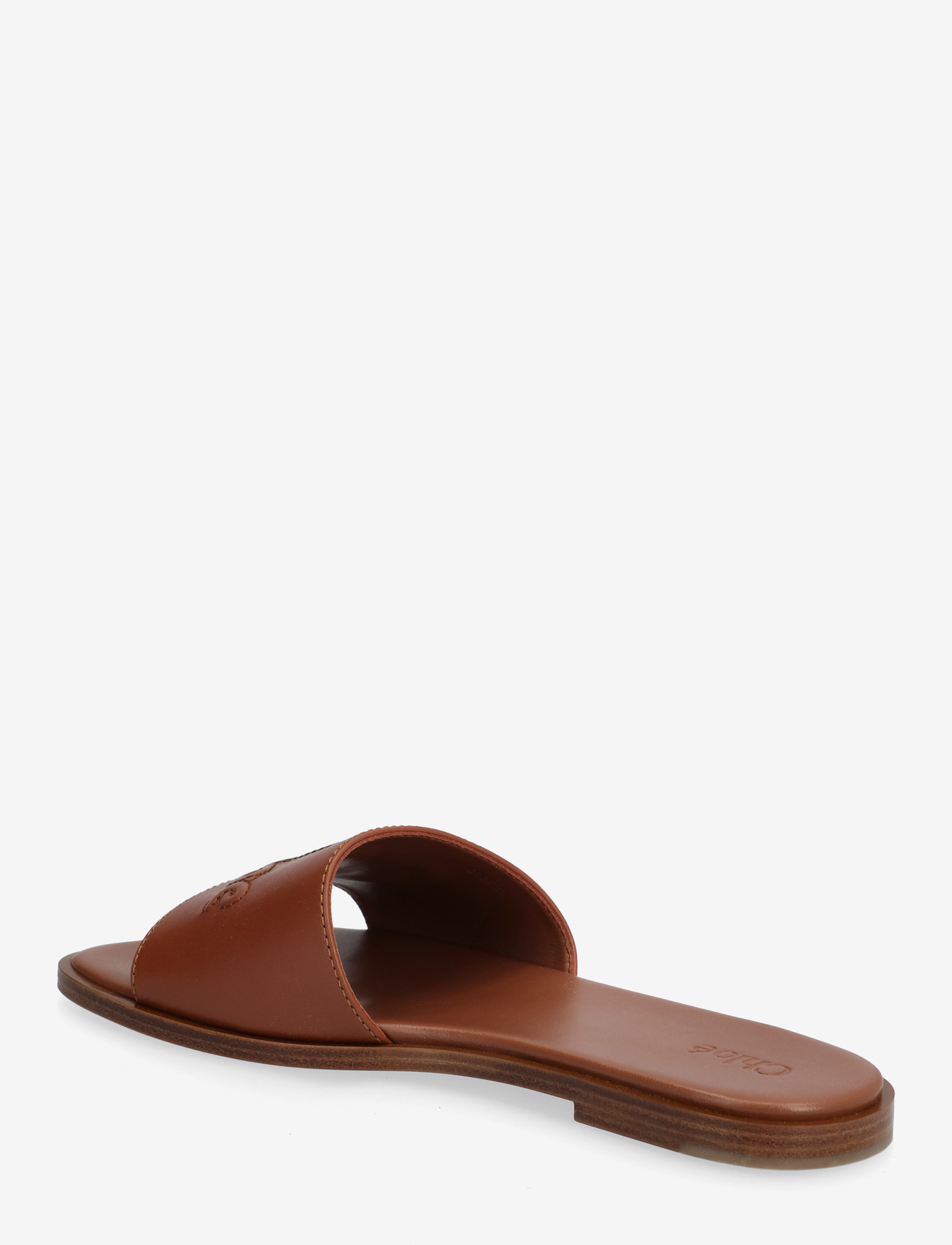 Chloé - Soleil Leather Flat Slide Sandals - kontsata sandaalid - brown - 2