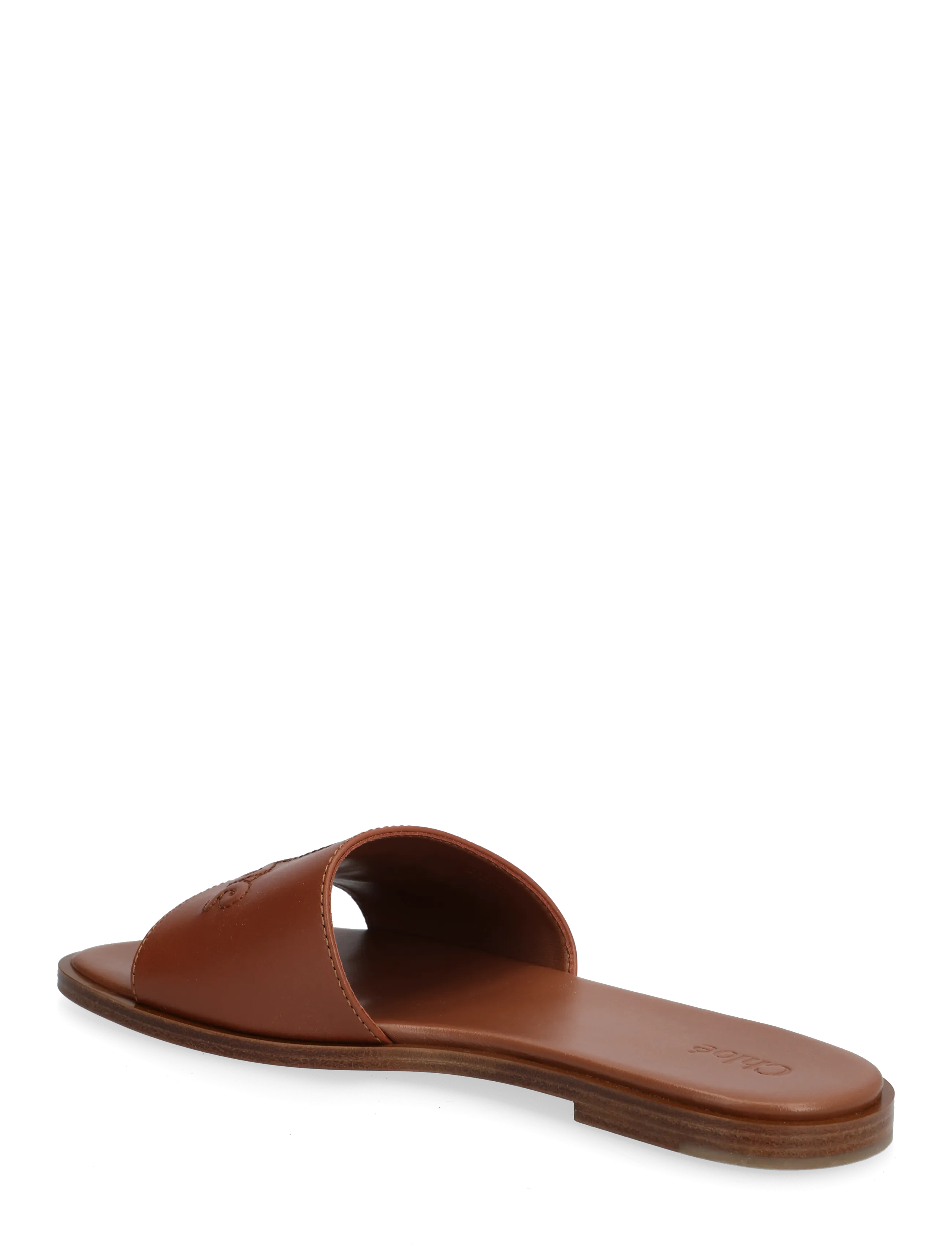 Chloé - Soleil Leather Flat Slide Sandals - platta sandaler - brown - 2