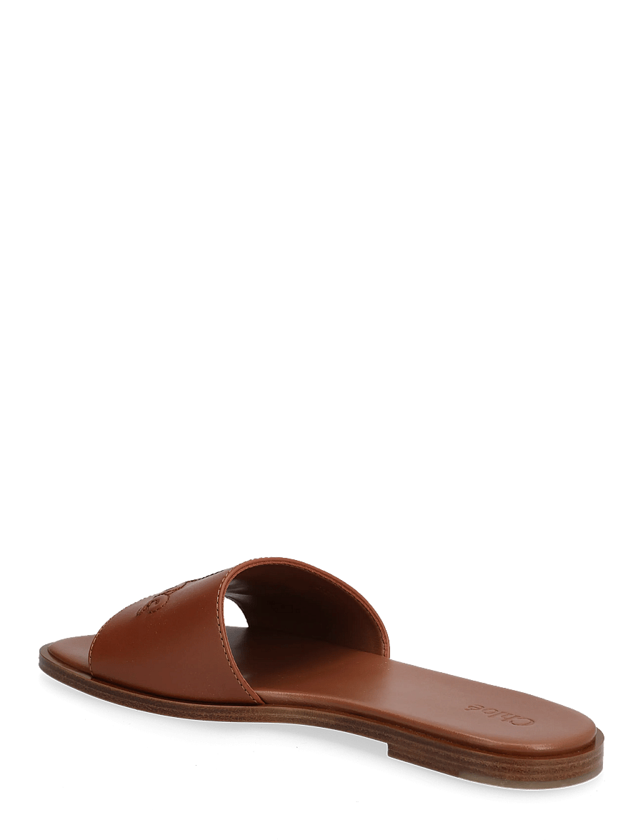 Chloé - Soleil Leather Flat Slide Sandals - platta sandaler - brown - 2
