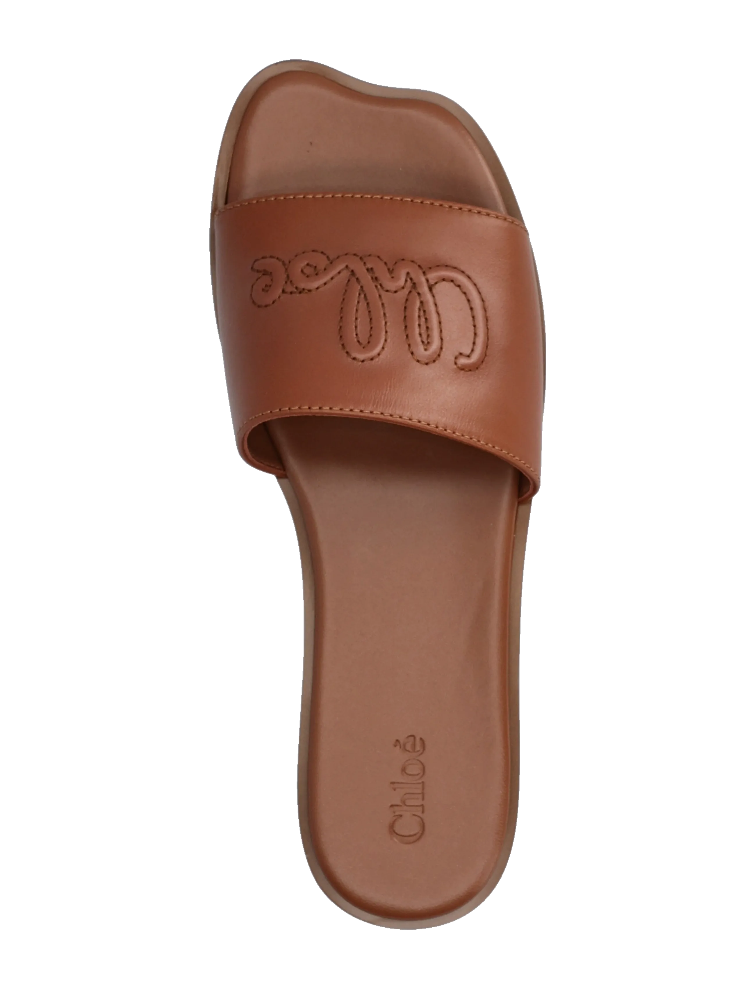 Chloé - Soleil Leather Flat Slide Sandals - platta sandaler - brown - 3