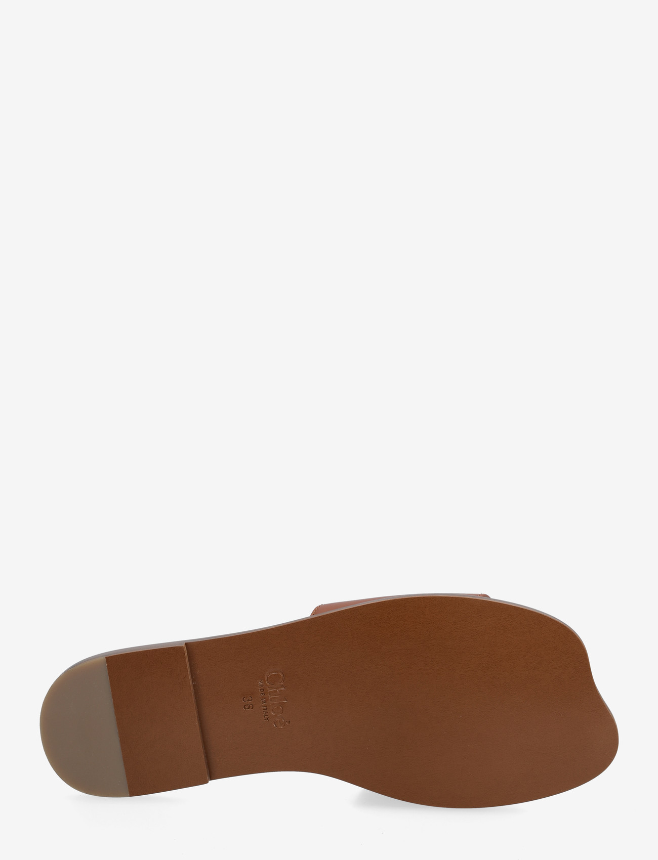 Chloé - Soleil Leather Flat Slide Sandals - kontsata sandaalid - brown - 4