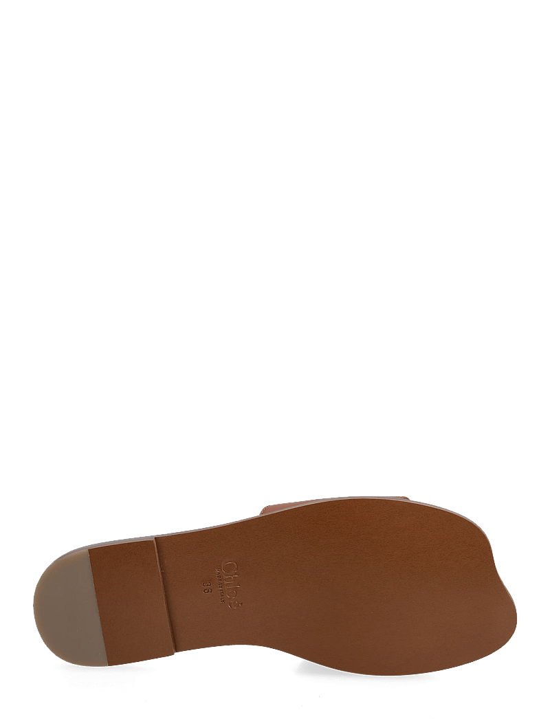 Chloé - Soleil Leather Flat Slide Sandals - kontsata sandaalid - brown - 4