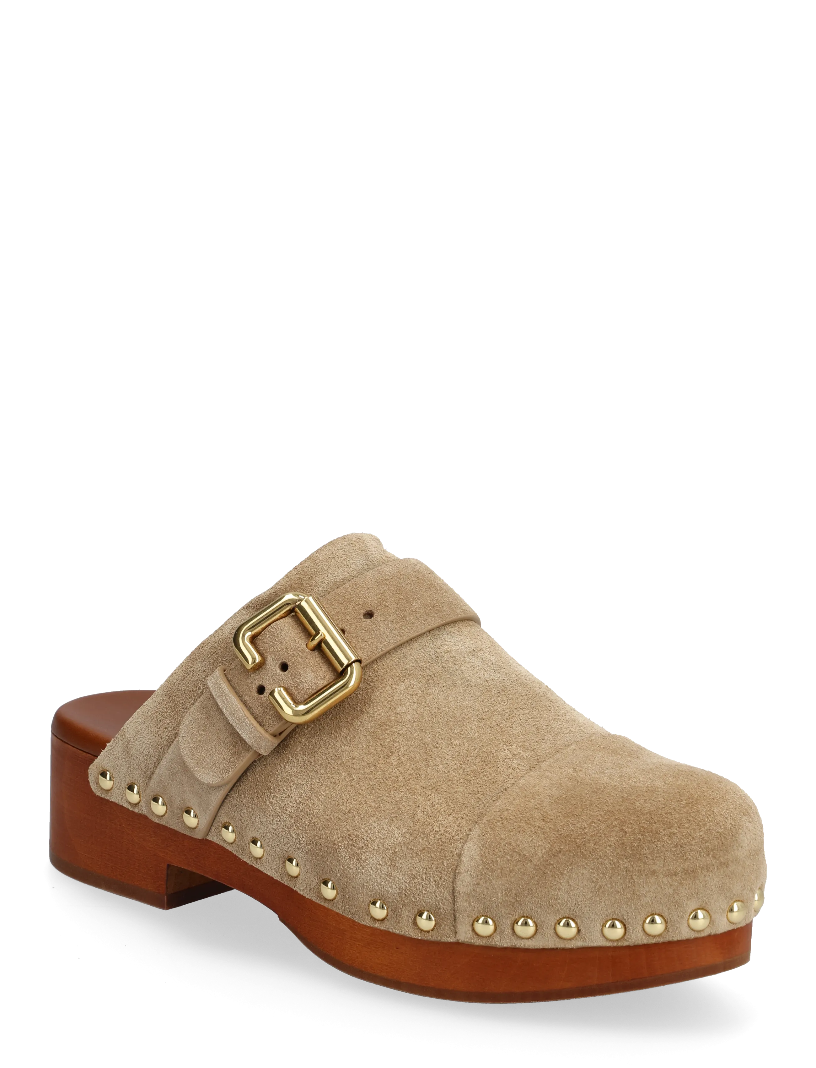 Chloé Jeannette Suede Buckle Clogs, 37, Beige, Designere > Træsko, Dame