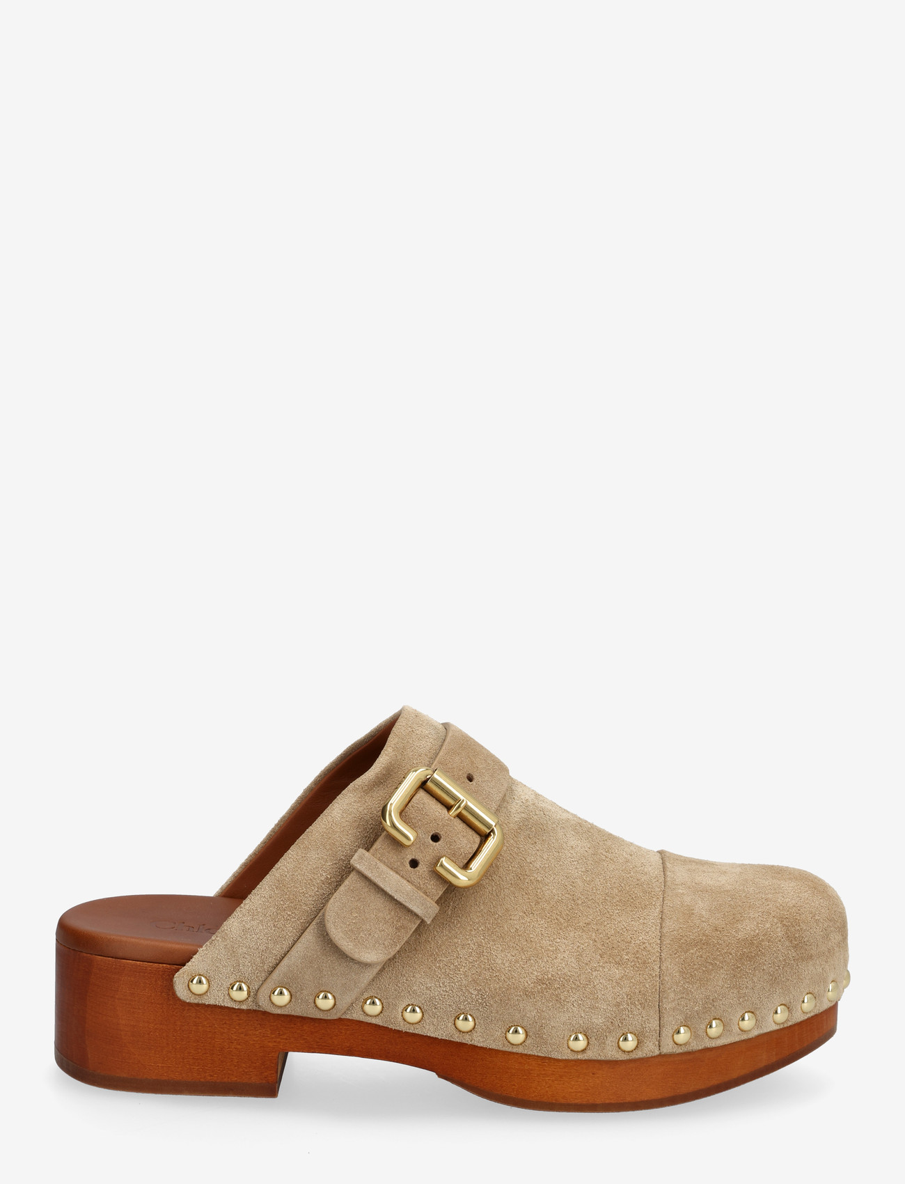 Chloé - Jeannette Suede Buckle Clogs - crocksid - beige - 1