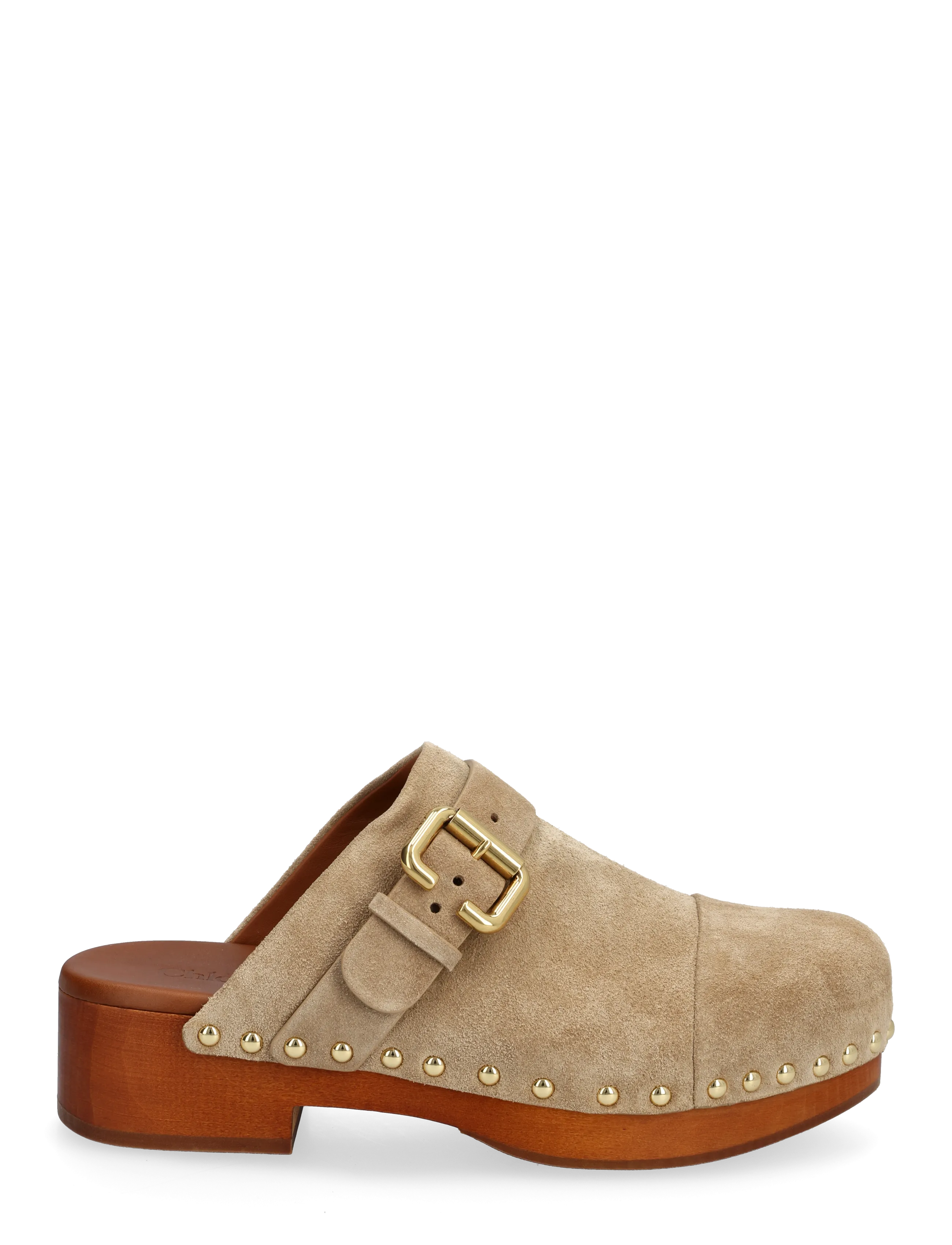 Chloé - Jeannette Suede Buckle Clogs - clogs - beige - 1