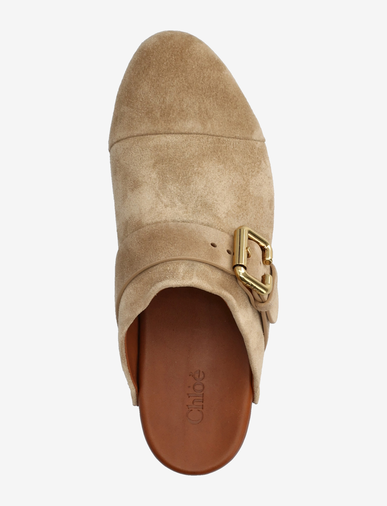 Chloé - Jeannette Suede Buckle Clogs - crocksid - beige - 3