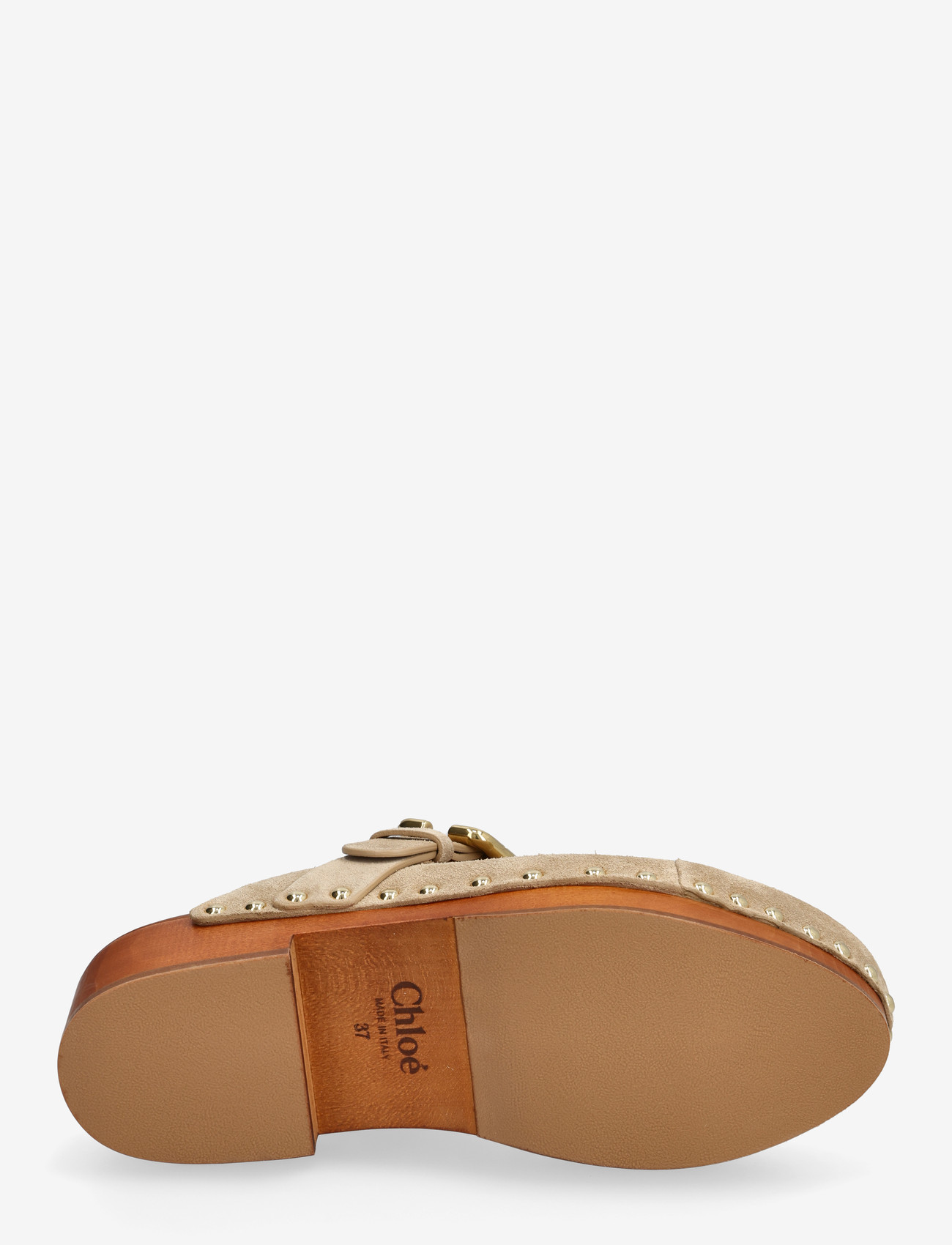 Chloé - Jeannette Suede Buckle Clogs - crocksid - beige - 4