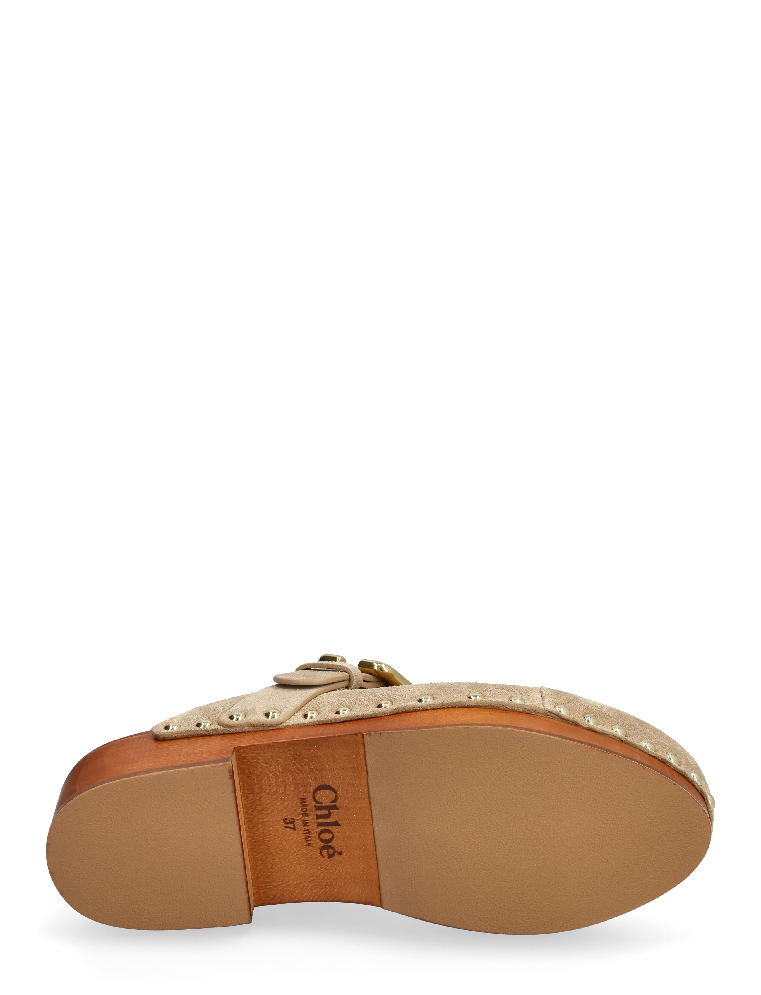 Chloé - Jeannette Suede Buckle Clogs - clogs - beige - 4