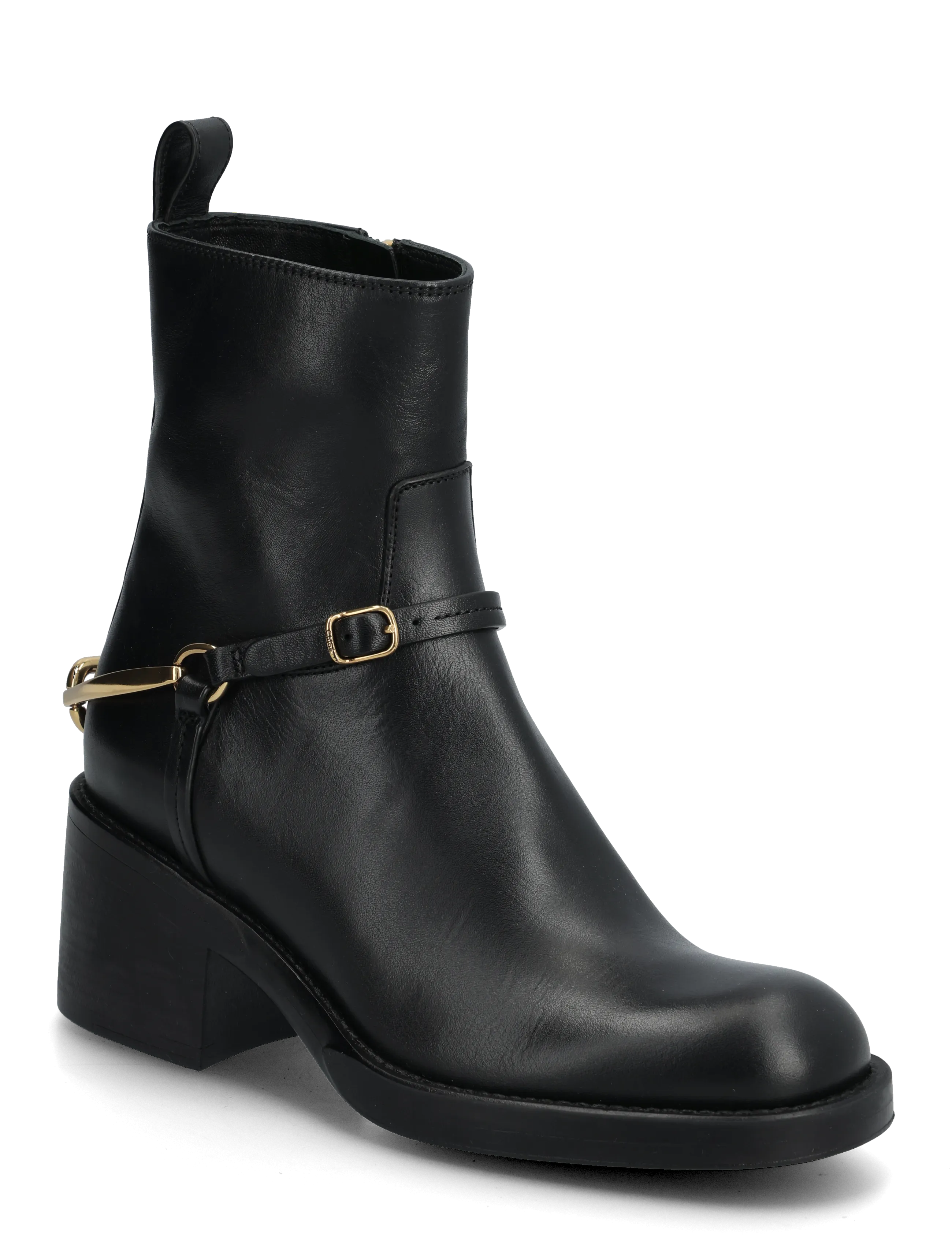 Chloé Dakota Harness Strap Leather Ankle Boots, 36.5, Black, Ankelstøvler > Ankelstøvler Med Hæl, Dame