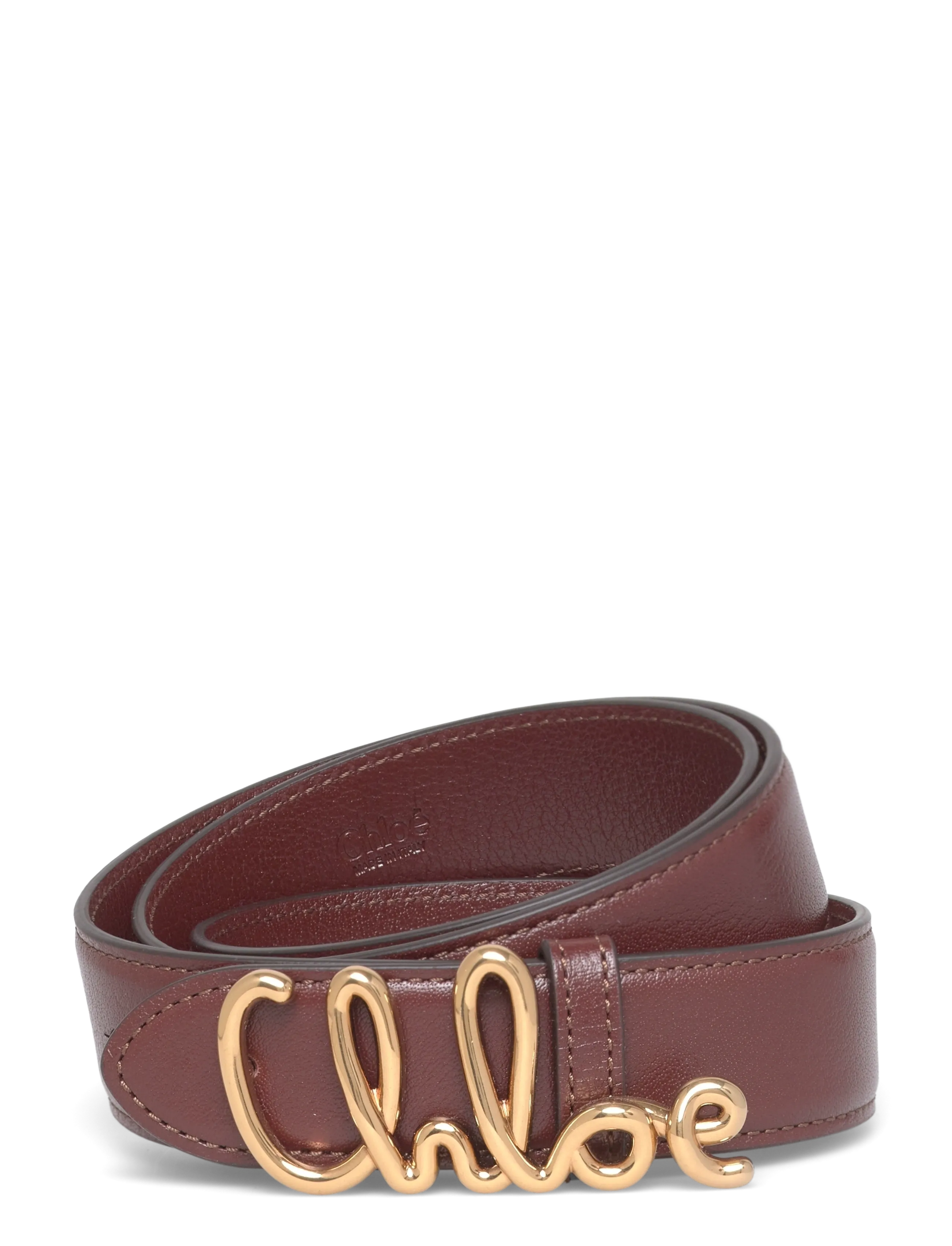 Chloé Iconic Logo Leather Belt - Akcesoria - BROWN / brown