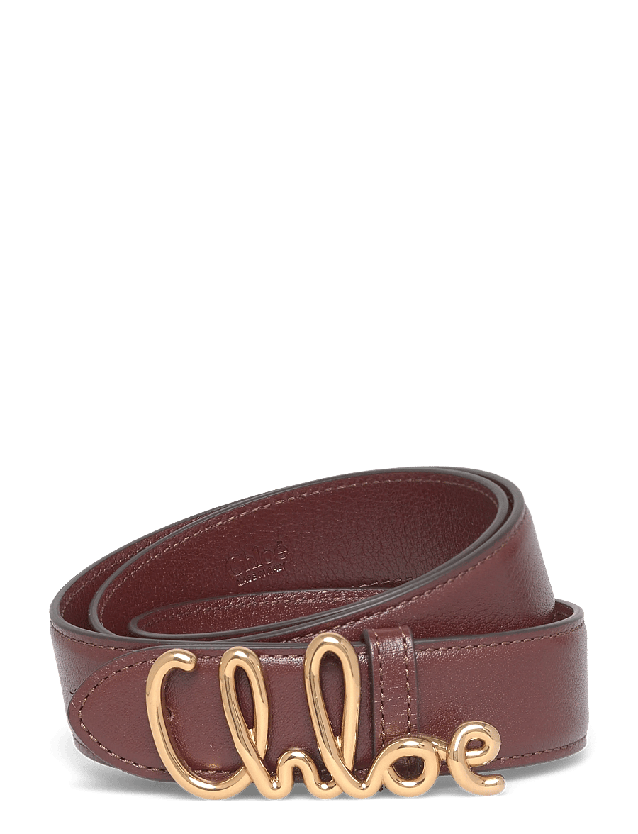 Chloé - Iconic Logo Leather Belt - leren riemen - brown - 0