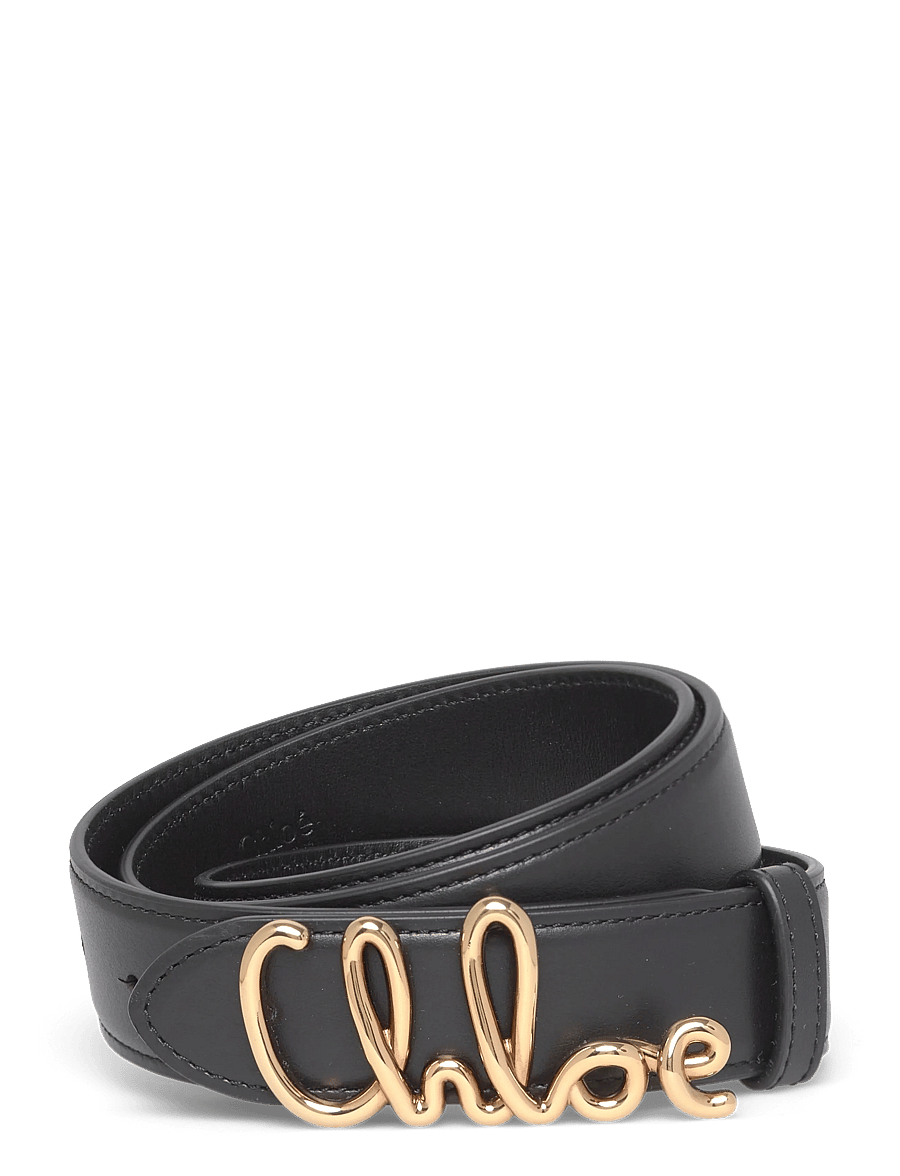 Chloé - Iconic Logo Leather Belt - ledergürtel - black - 0