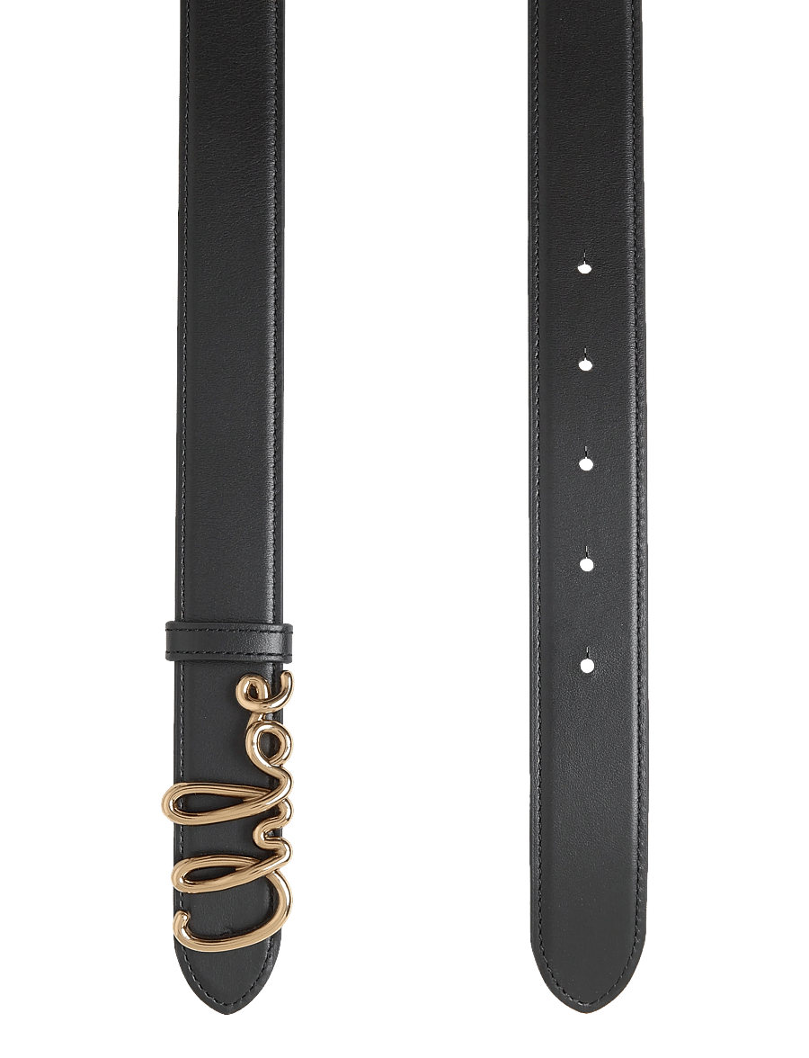 Chloé - Iconic Logo Leather Belt - ledergürtel - black - 1