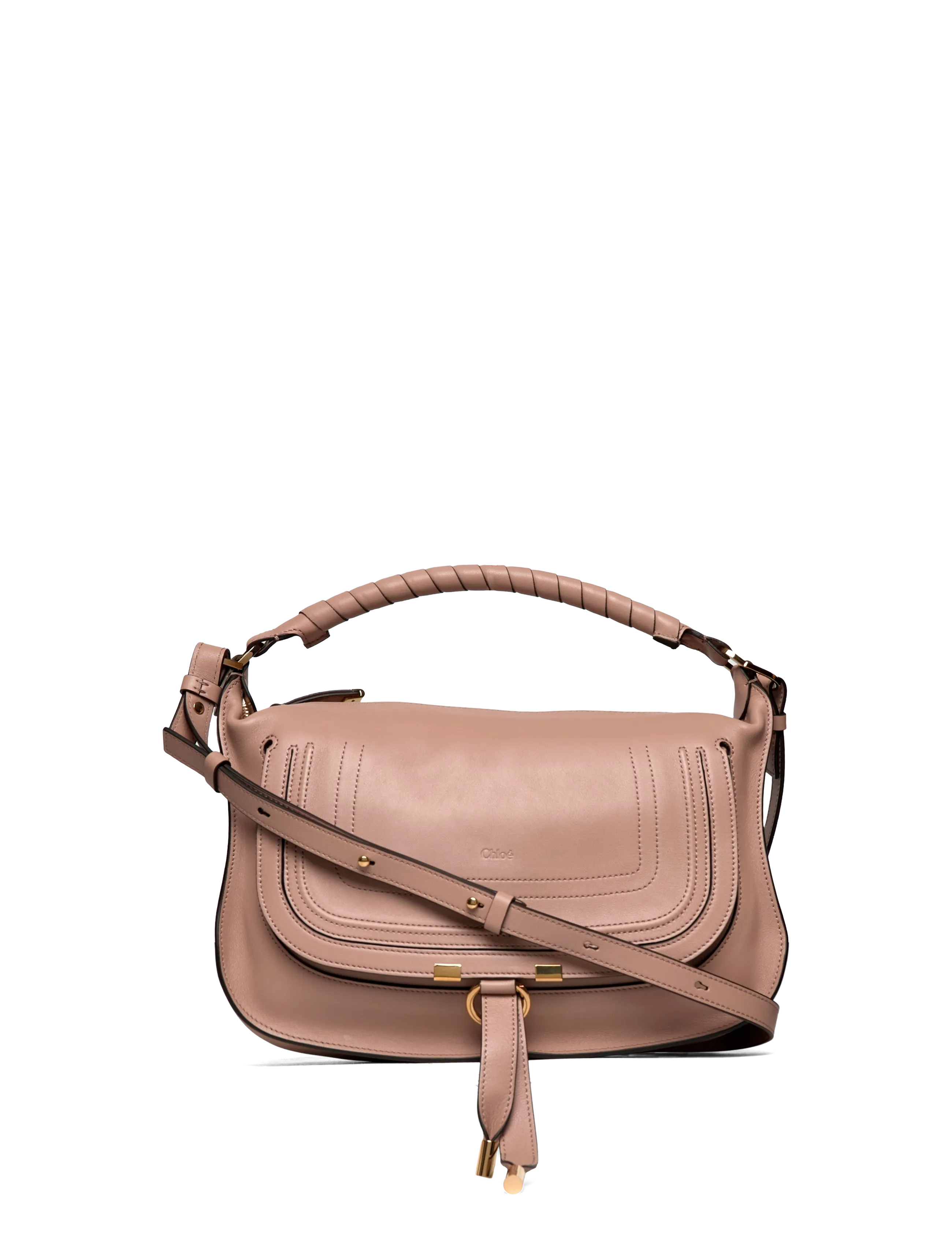Chloé Marcie Small Leather Shoulder Bag, Kvinder, Skuldertaske, Beige, Str: ONE SIZE