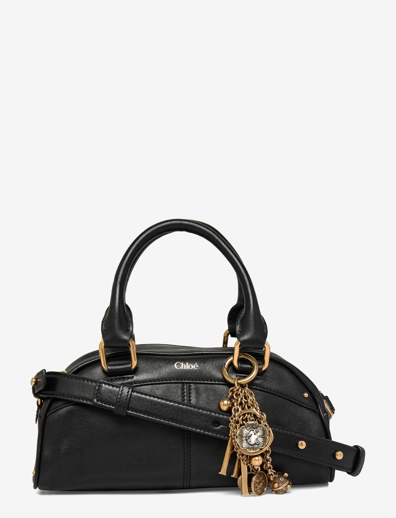 Chloé - Small Leather Bowling Tote Bag - henkeltaschen - black - 0