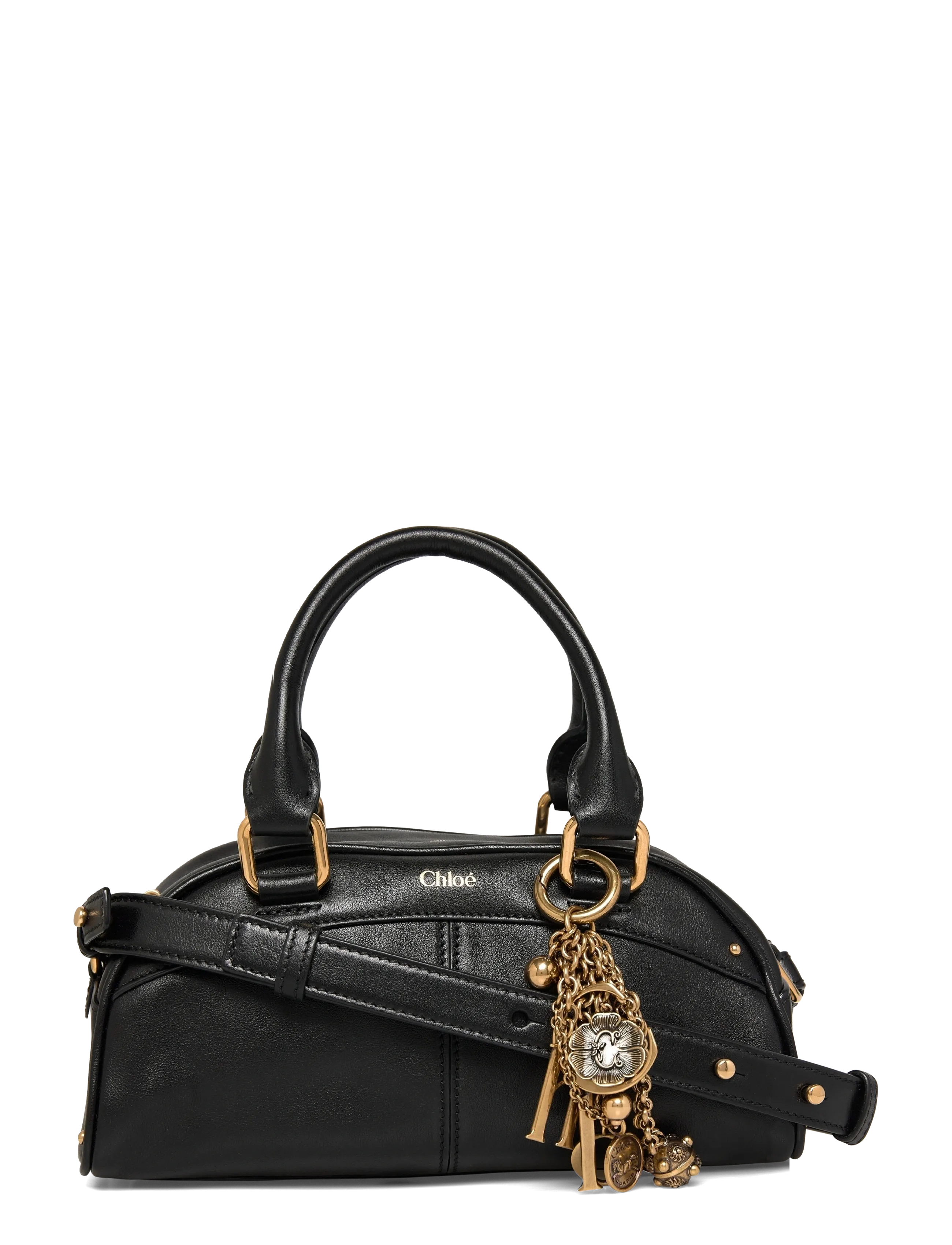 Chloé Small Leather Bowling Tote Bag - Bags - BLACK / black