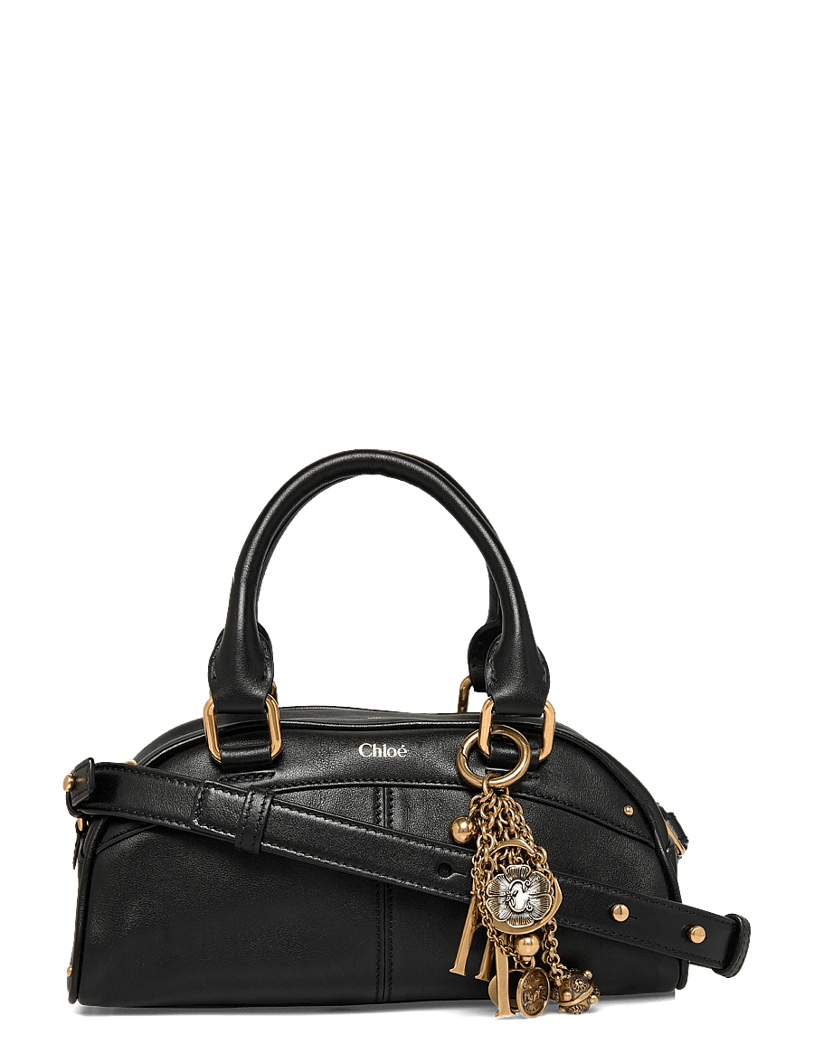 Chloé - Small Leather Bowling Tote Bag - top handle - black - 0