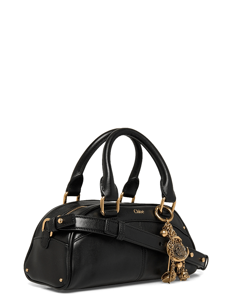 Chloé - Small Leather Bowling Tote Bag - top handle - black - 2