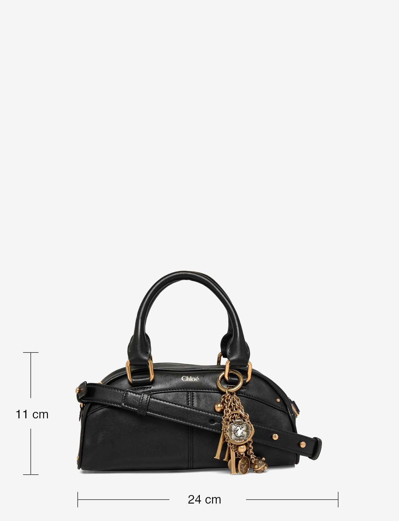 Chloé - Small Leather Bowling Tote Bag - henkeltaschen - black - 3
