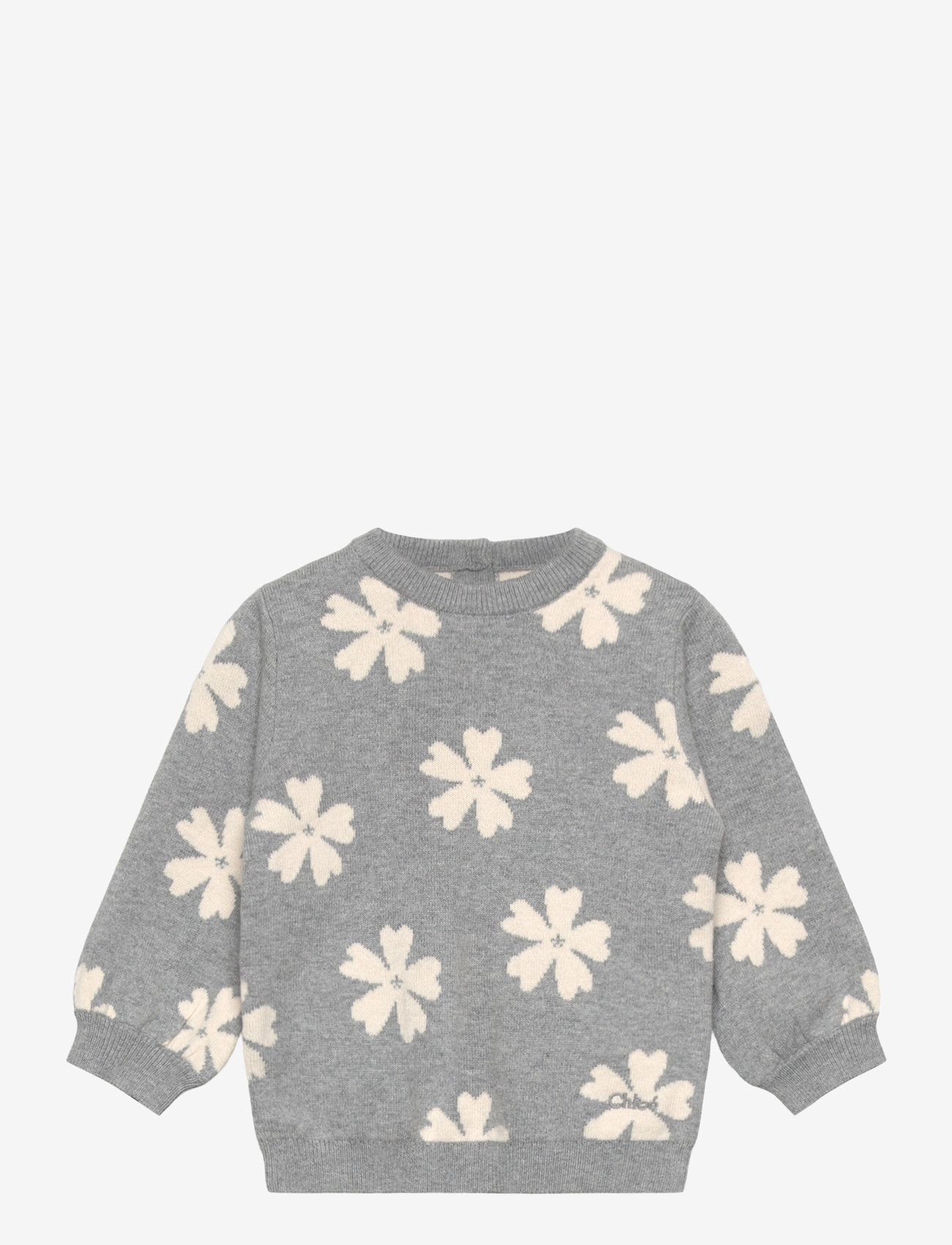 Chloé - Girls Grey Floral Knit Sweater - džemprid - grey - 0