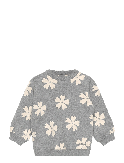 Chloé Girls Grey Floral Knit Sweater - Strickmode - GREY / grey