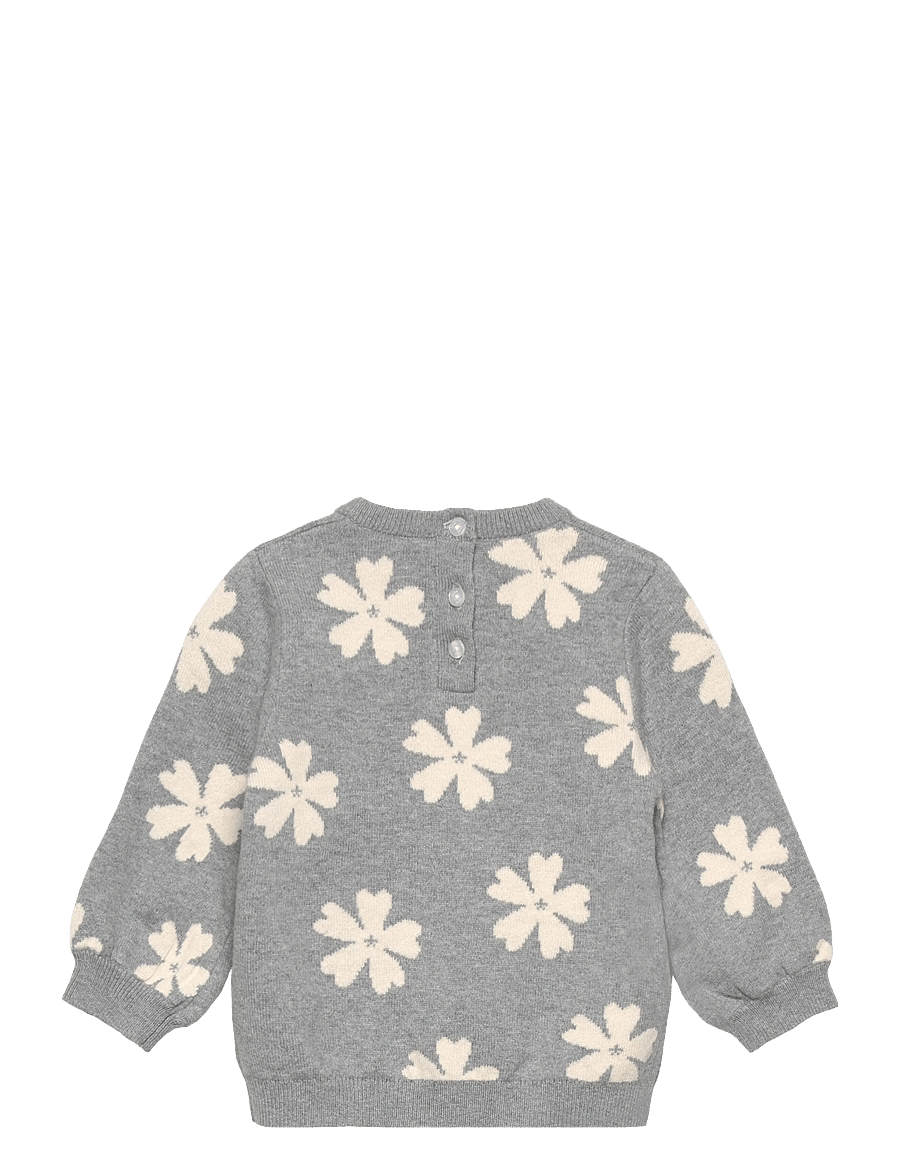 Chloé - Girls Grey Floral Knit Sweater - jumpers - grey - 1