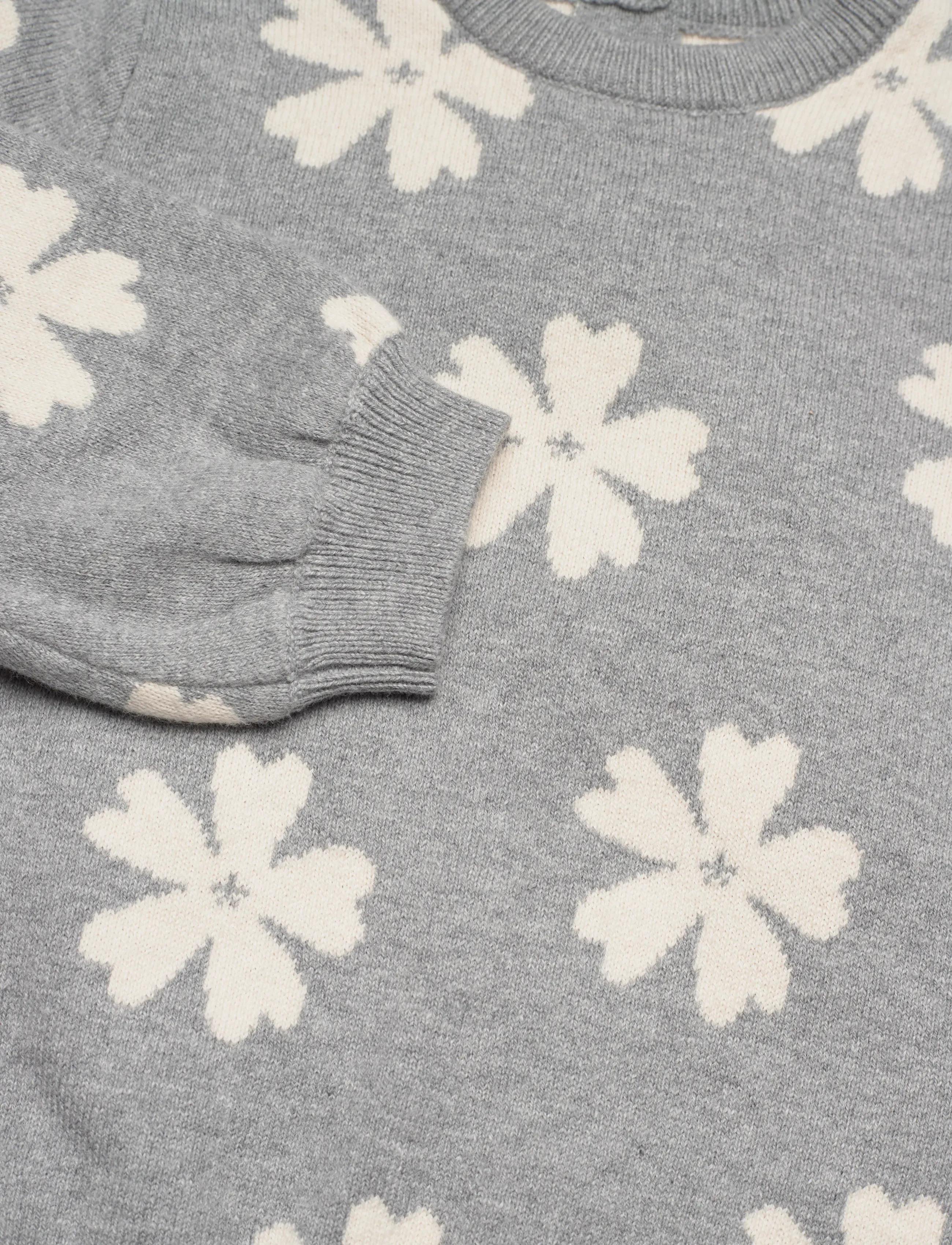 Chloé - Girls Grey Floral Knit Sweater - pullover - grey - 2