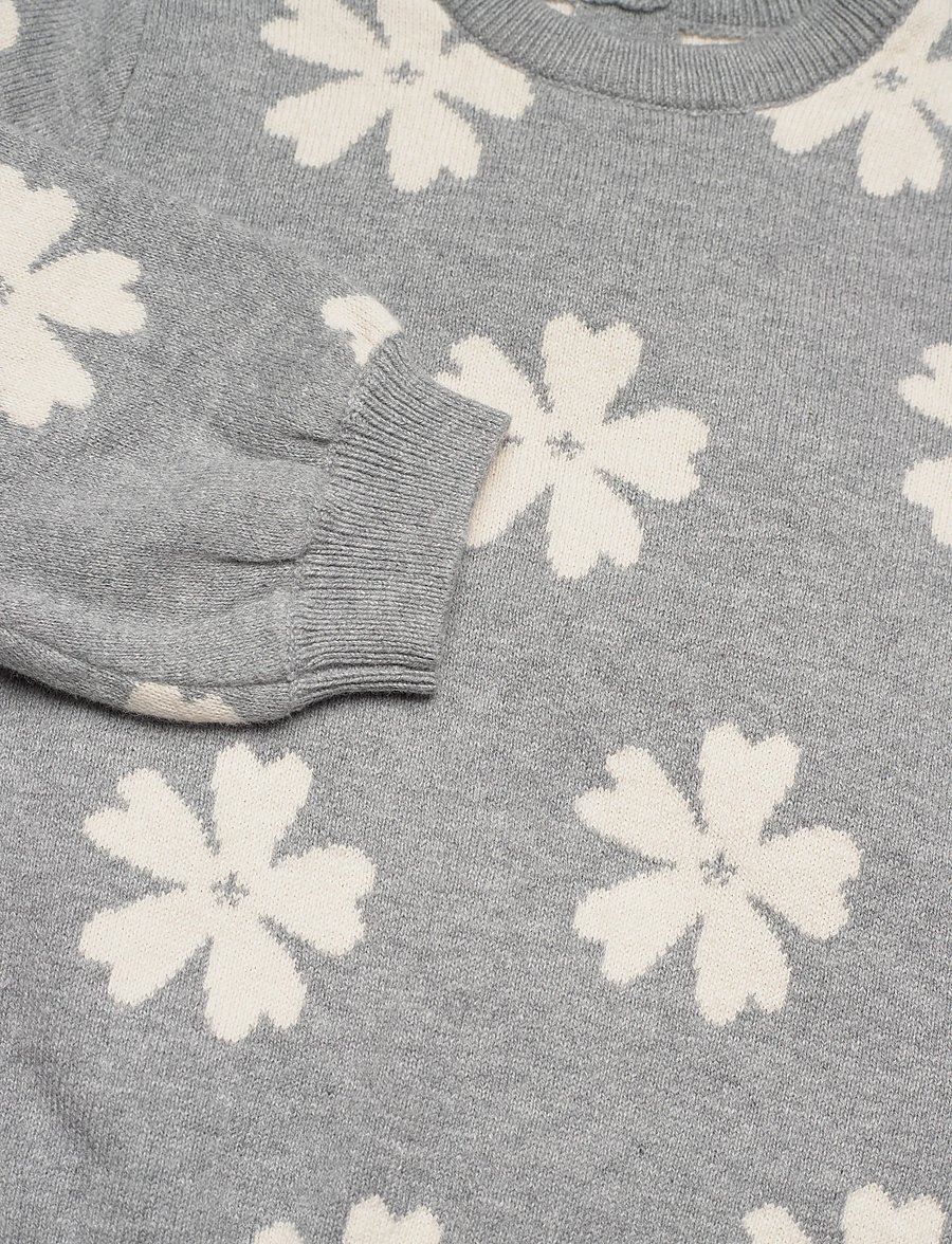 Chloé - Girls Grey Floral Knit Sweater - jumpers - grey - 2