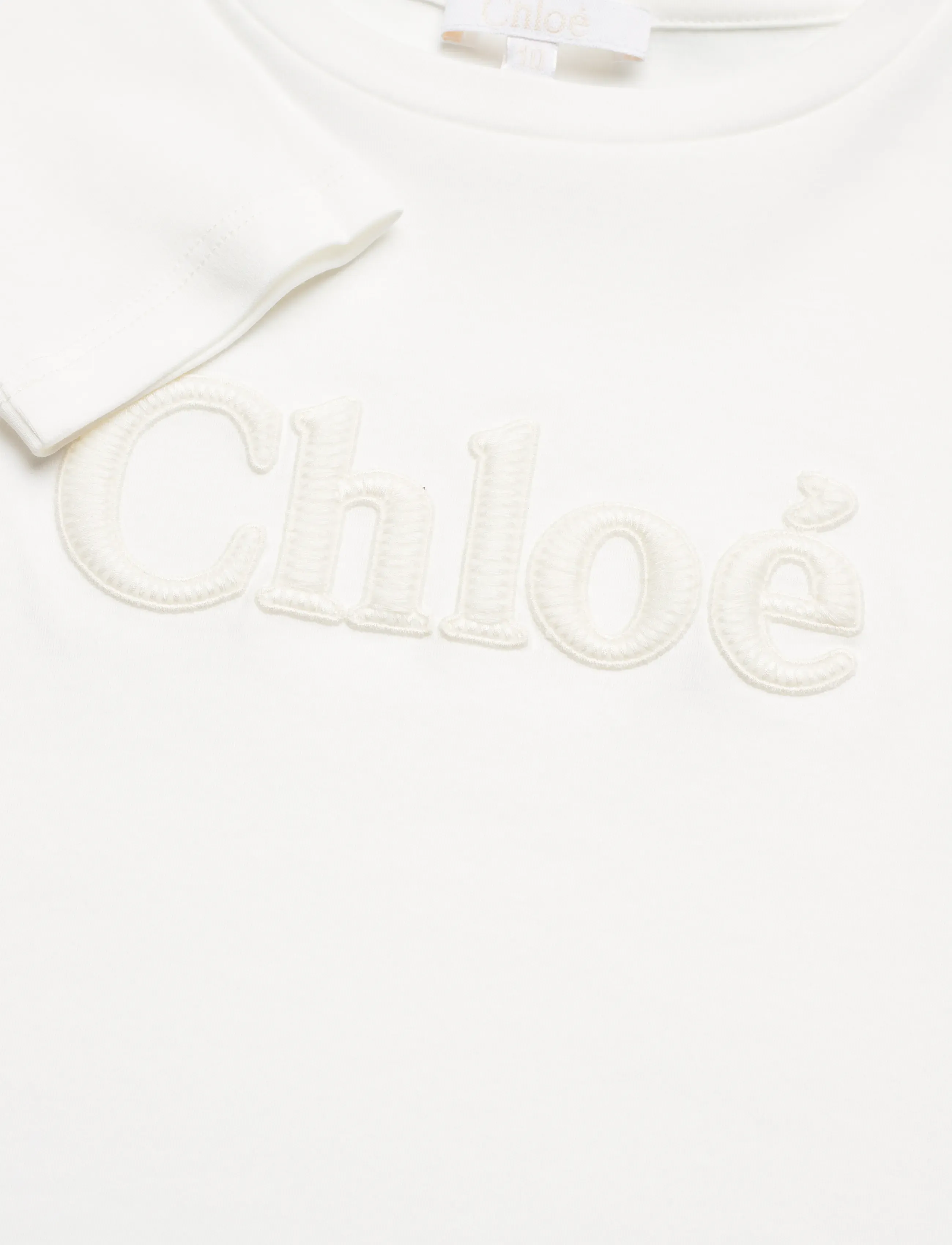 Chloé - Girls Ivory Logo Long Sleeve Top - langærmede t-shirts - white - 2