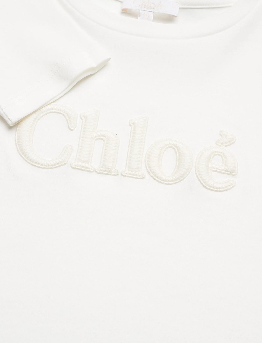Chloé - Logo Long Sleeve Top - långärmade t-shirts - white - 2